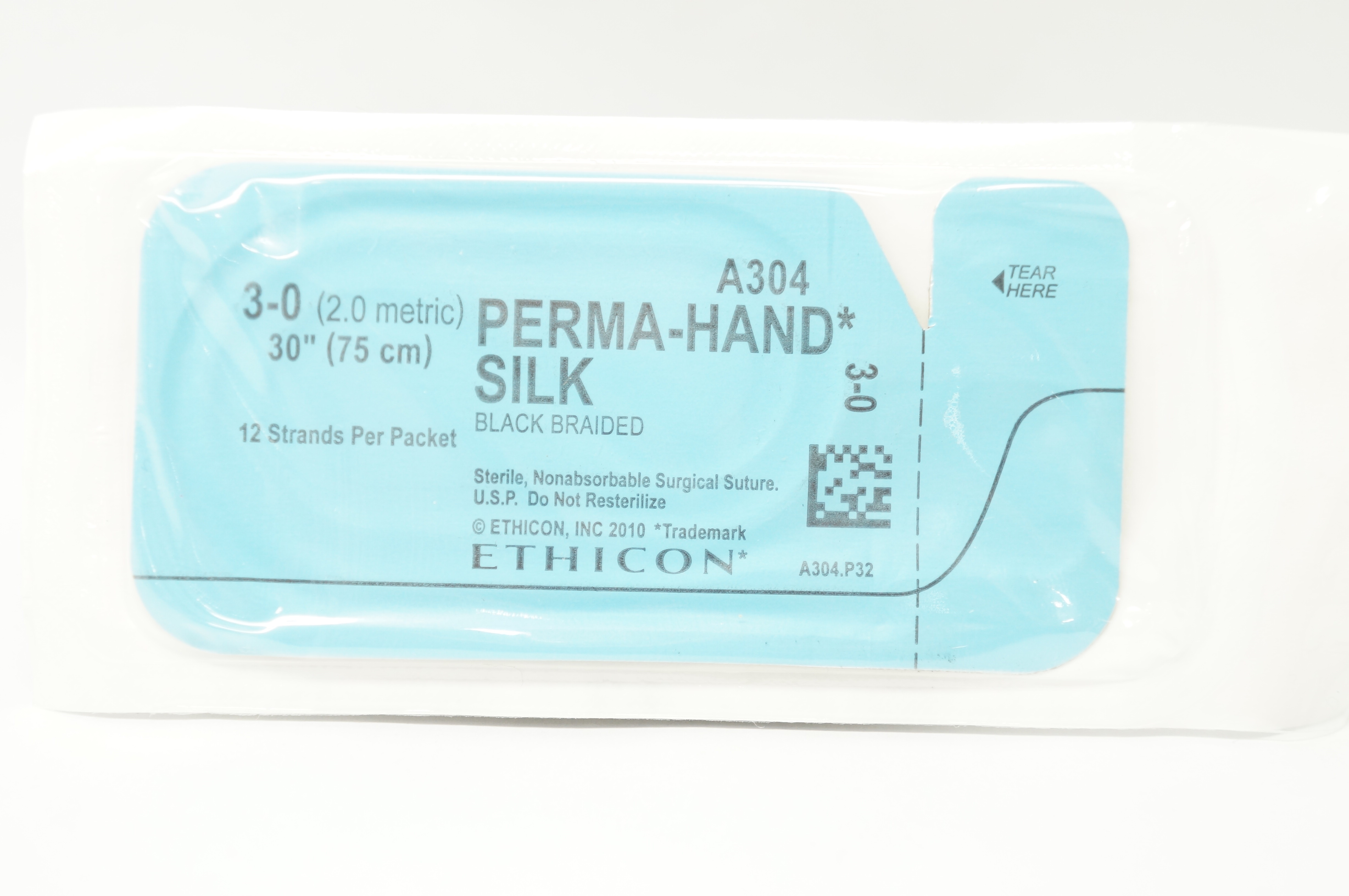 Ethicon A304 3-0 Perma-Hand Silk Black Braided Surgical Stre 30 inch