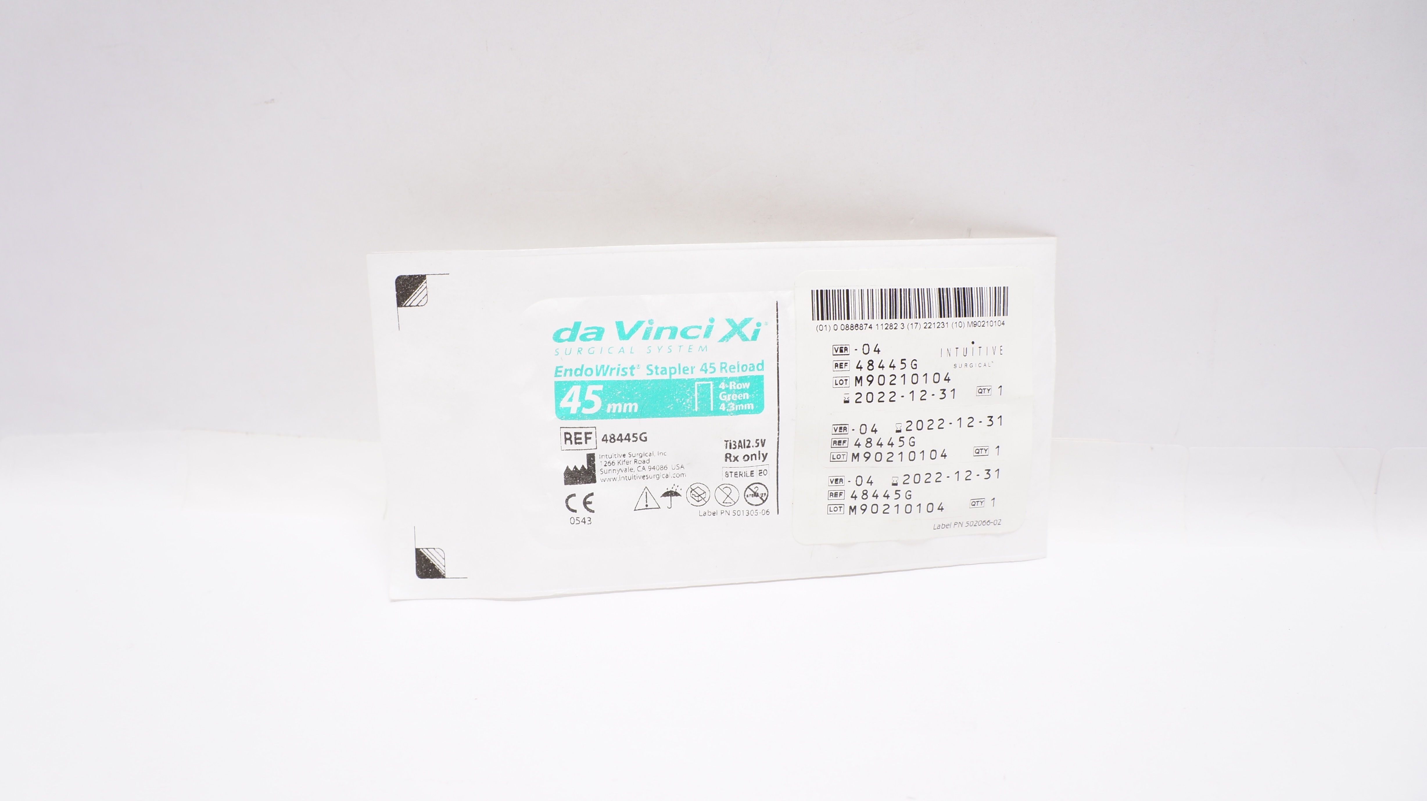 Intuitive 48445G Da Vinci Xi  EndoWrist Stapler 45mm Reload 4-Row Green 4.3mm(x)