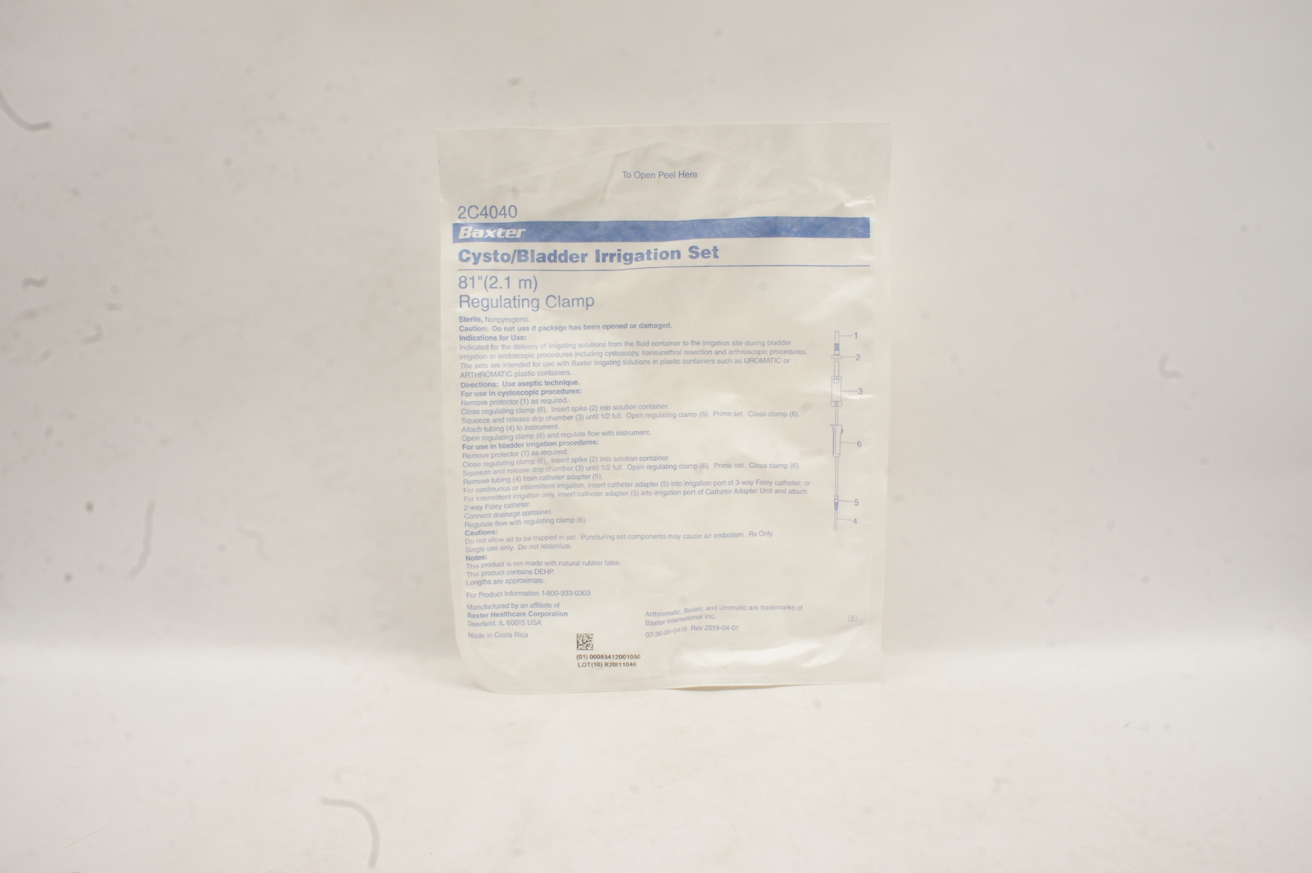 Baxter 2C4040 Cysto/Bladder Irrigation Set 81 inch, Regulating Clamp