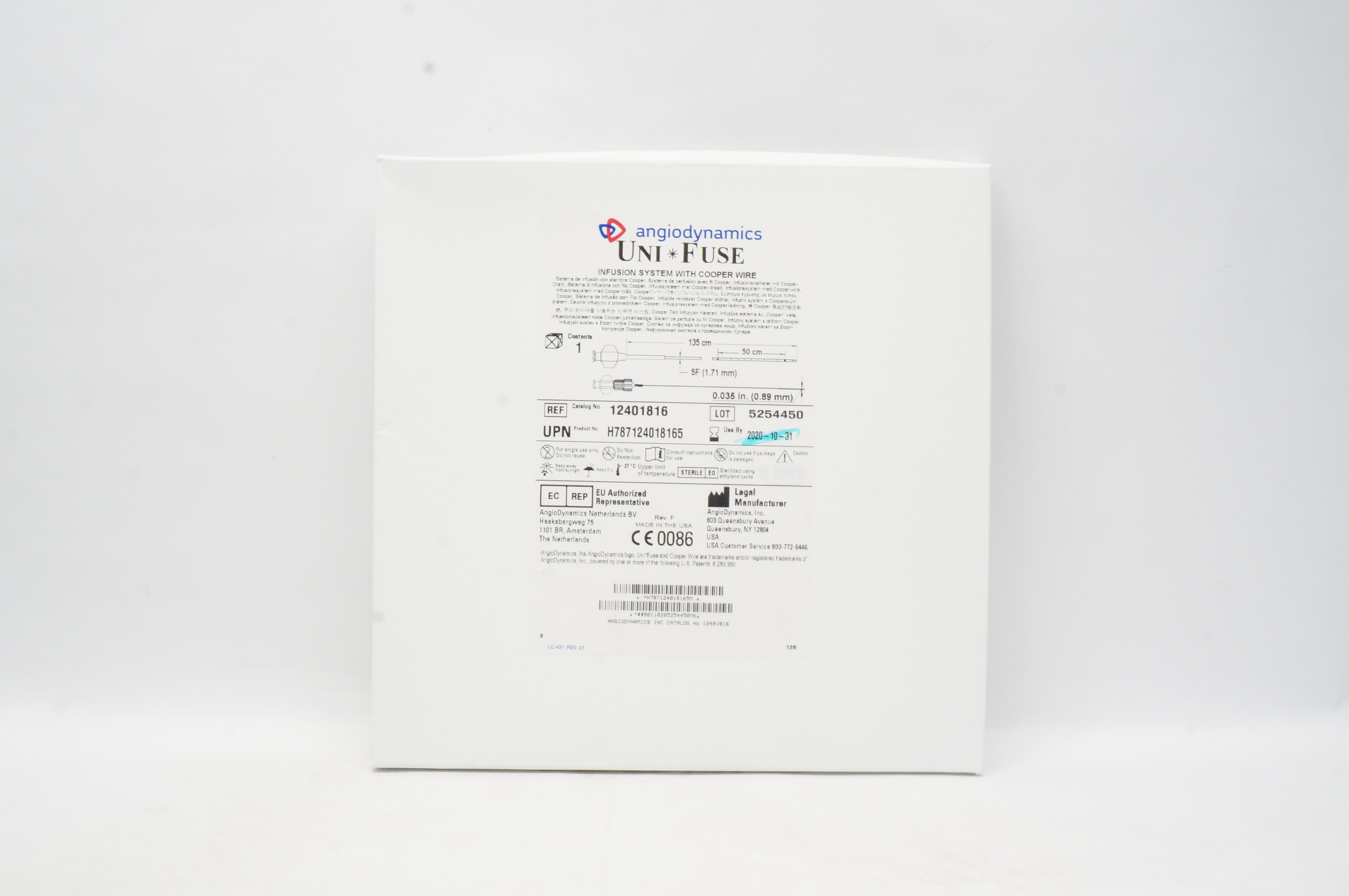 AngioDynamics 12401816 Uni-Fuse Infusion System with Cooper Wire 135cm x 5F (x)