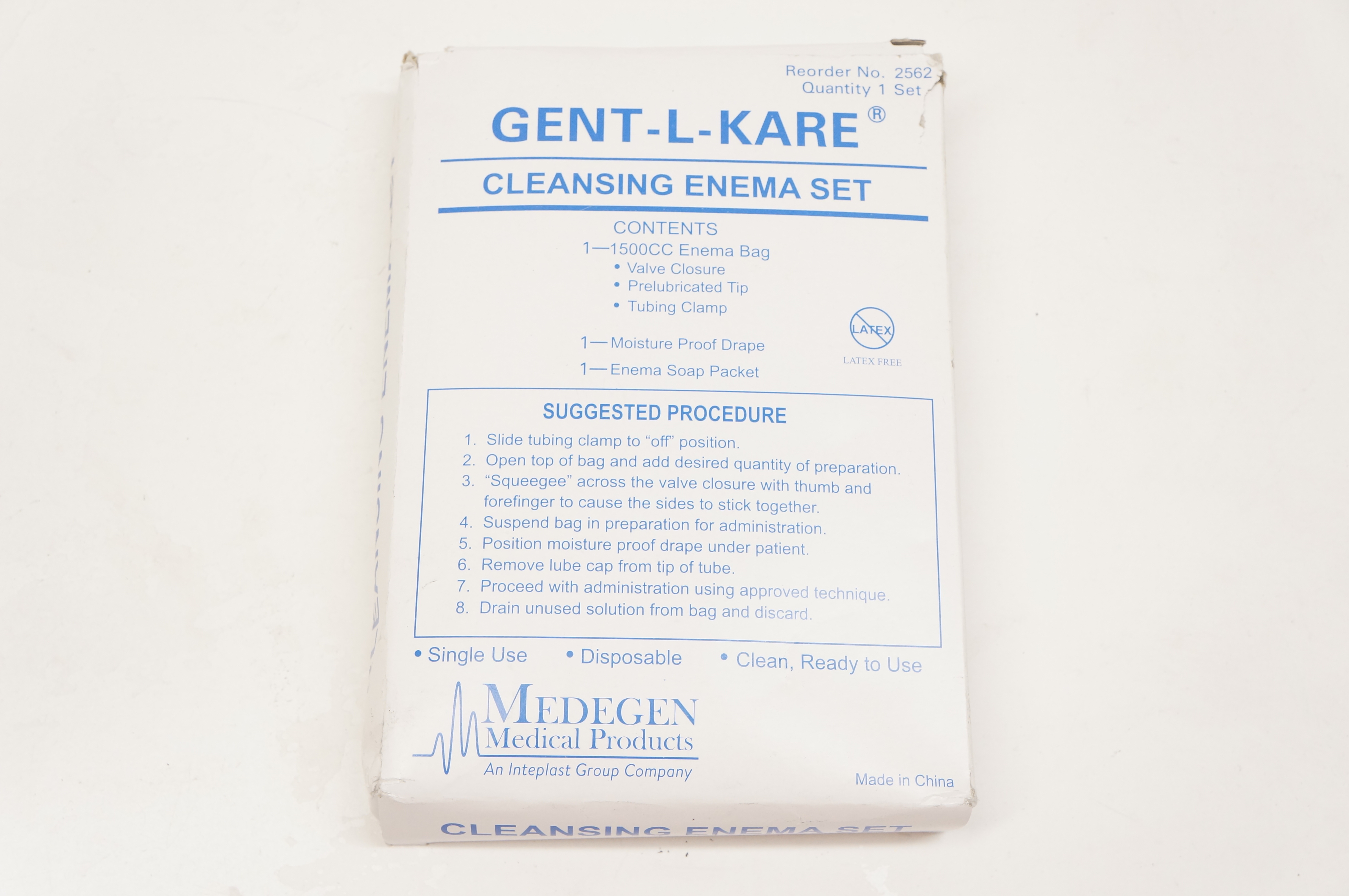 Medegen Medical 2562 GENT-L-KARE Cleansing Enema Set