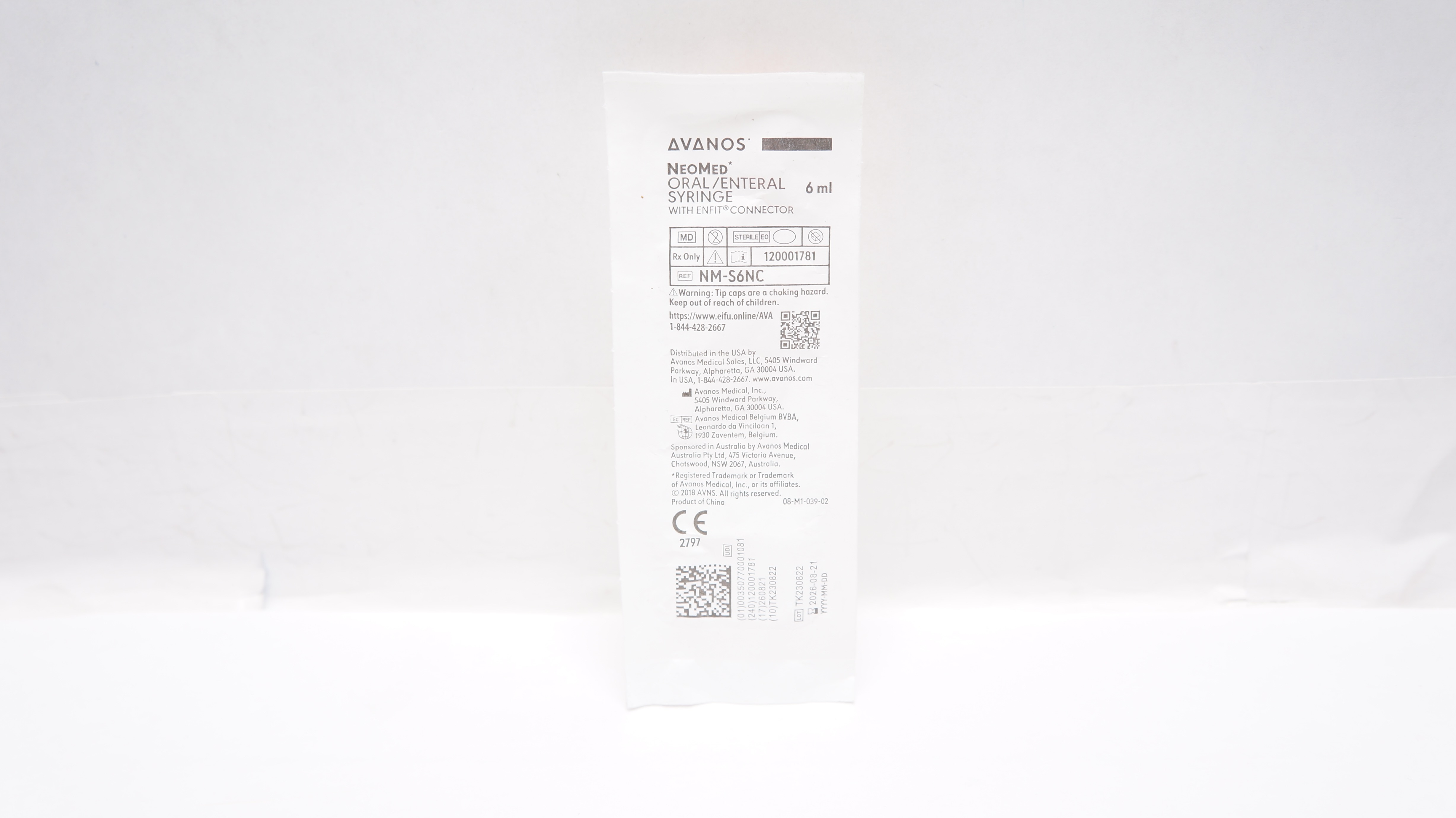 Avanos NM-S6NC NeoMed Oral/Enteral Syringe 6ml w/ENFit Connector