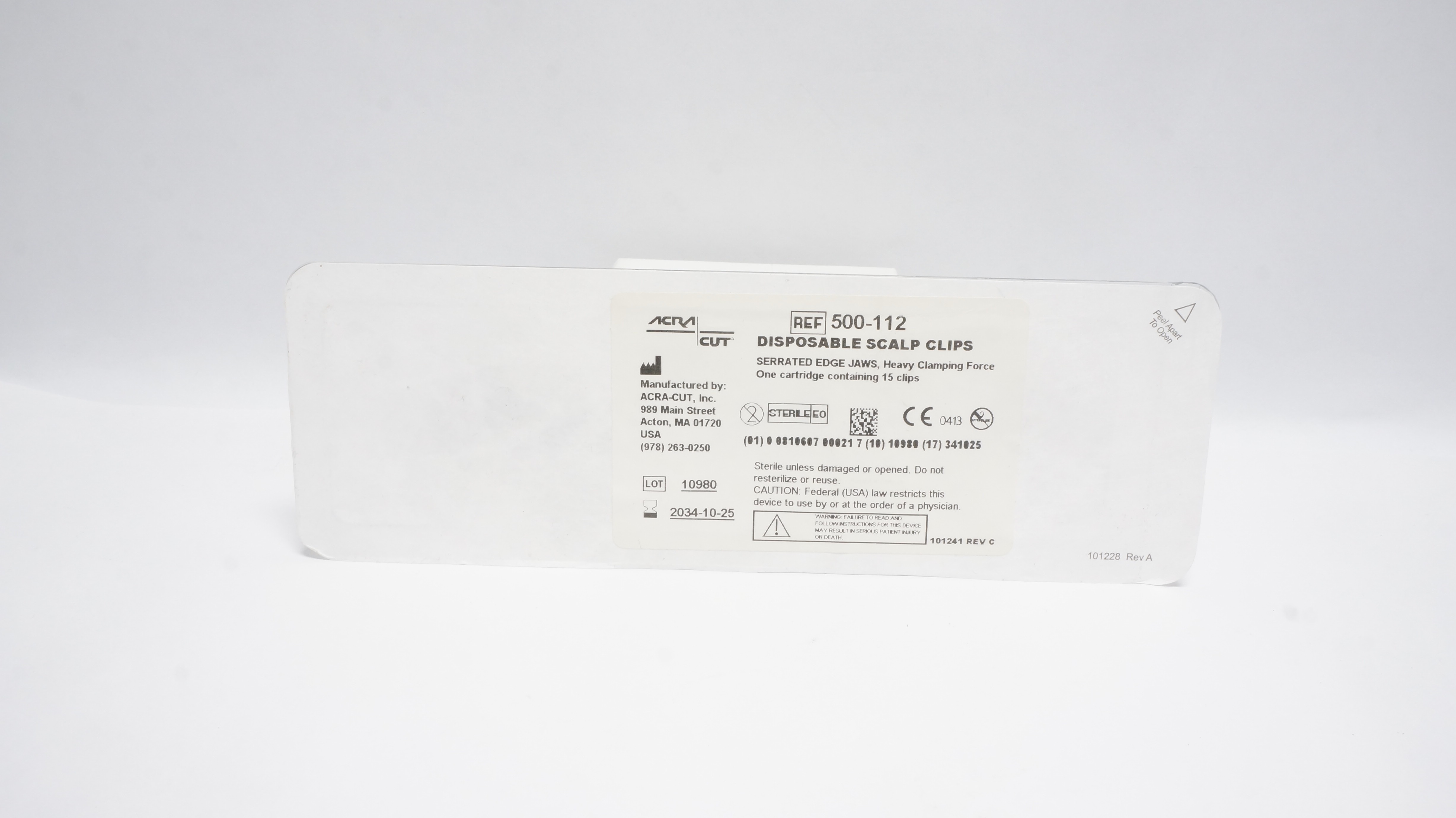 Acra-Cut 500-112 Disposable Scalp Clips- 1 Cartridge/Containing 15 Clips