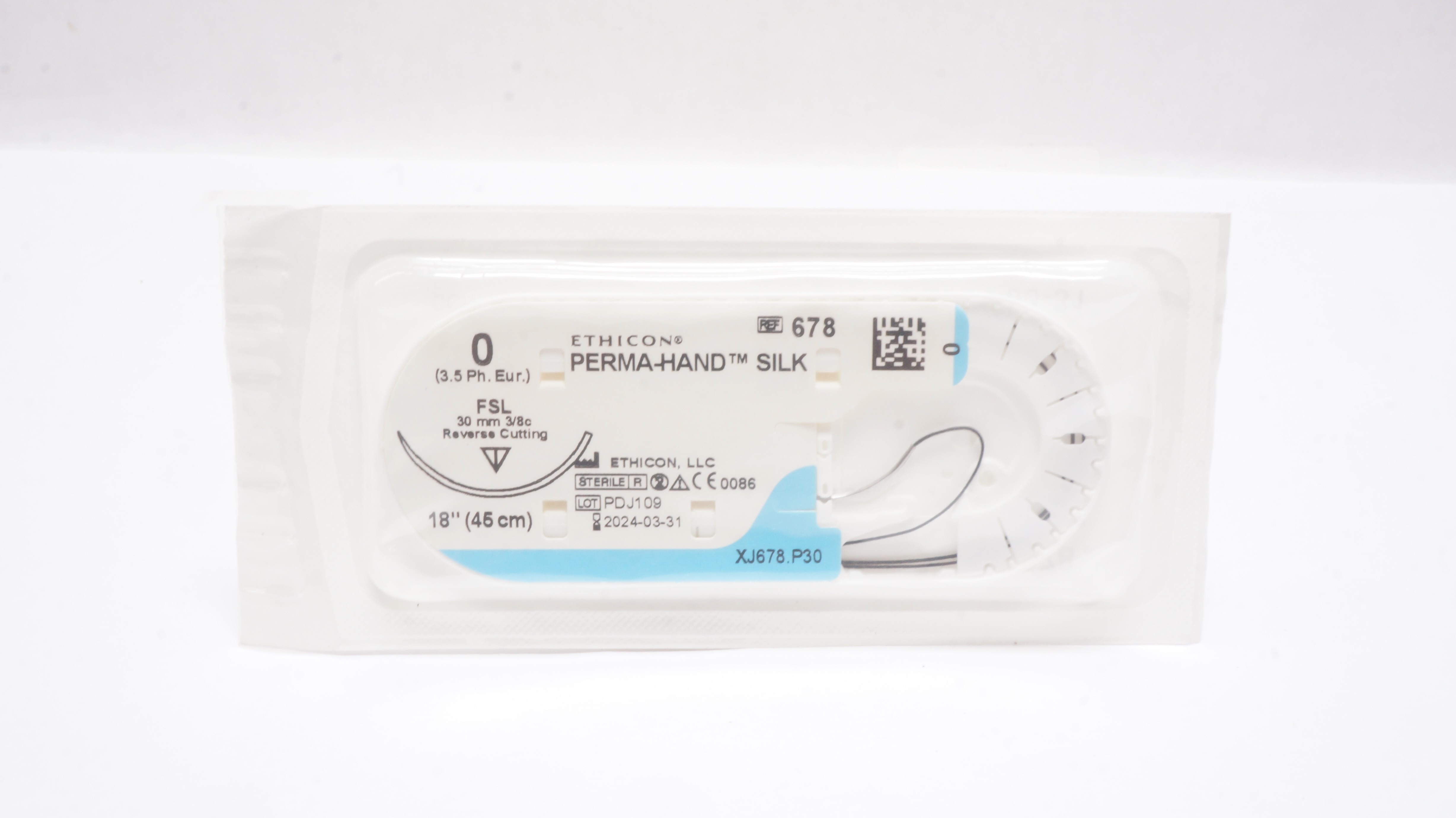 Ethicon 678 0 Perma-Hand Silk Stre FSL 30mm 3/8c Reverse Cutting, 18 inch