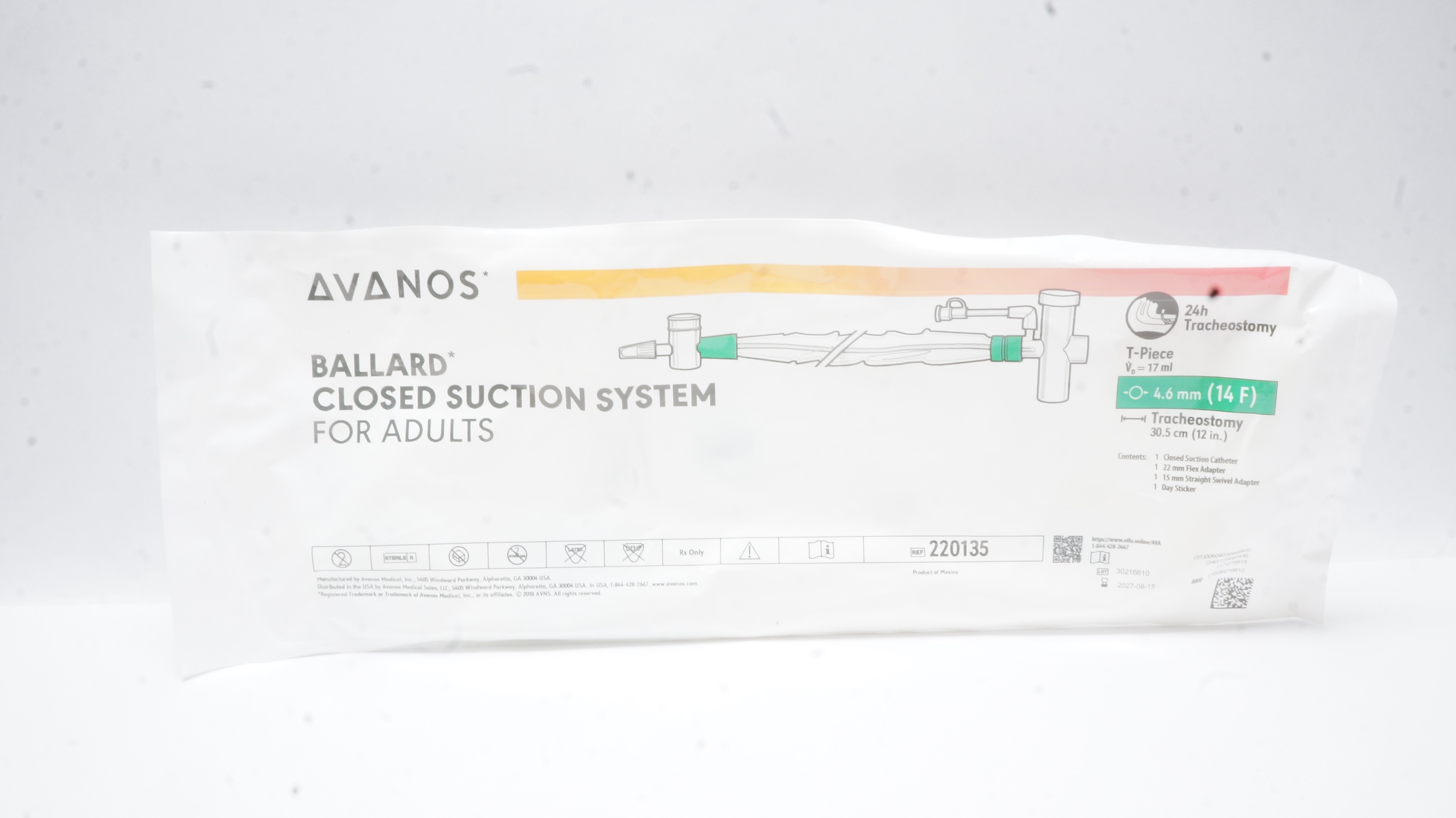 Avanos 220135 Ballard Closed Suction System Adult 14F x 12inch