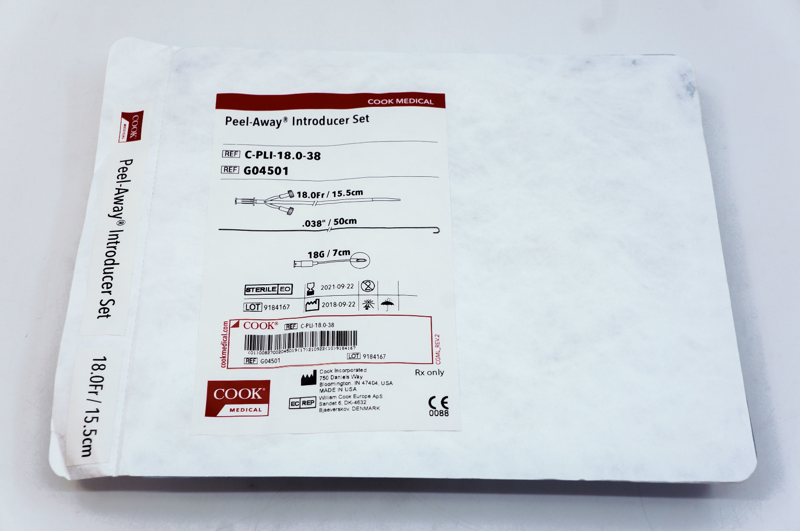 Cook Medical G04501 Peel-Away Introducer Set 18Fr x 0.038inch