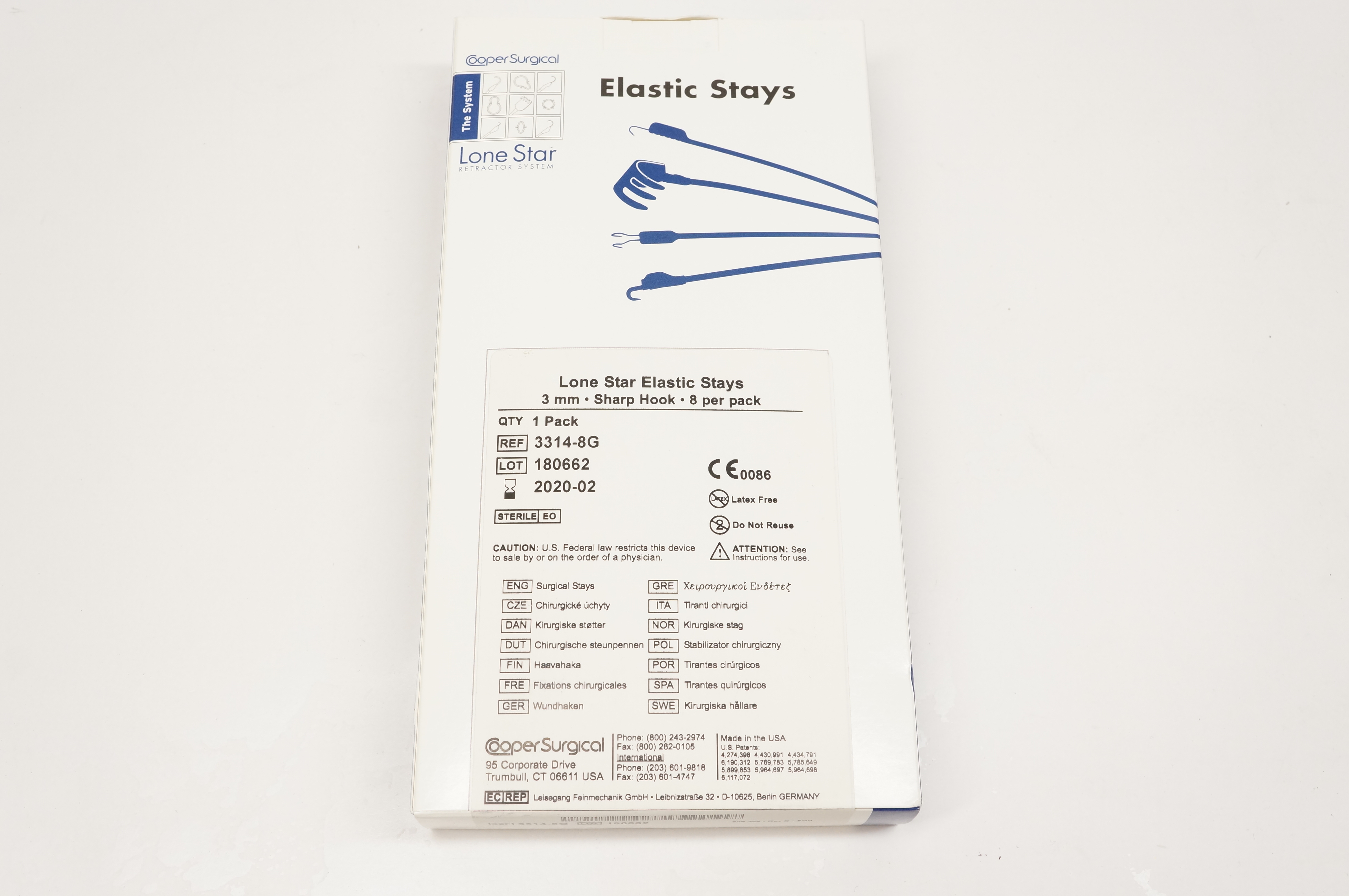 Cooper Surgical 3314-8G Elastic Stays Lone Star 3mm (x)