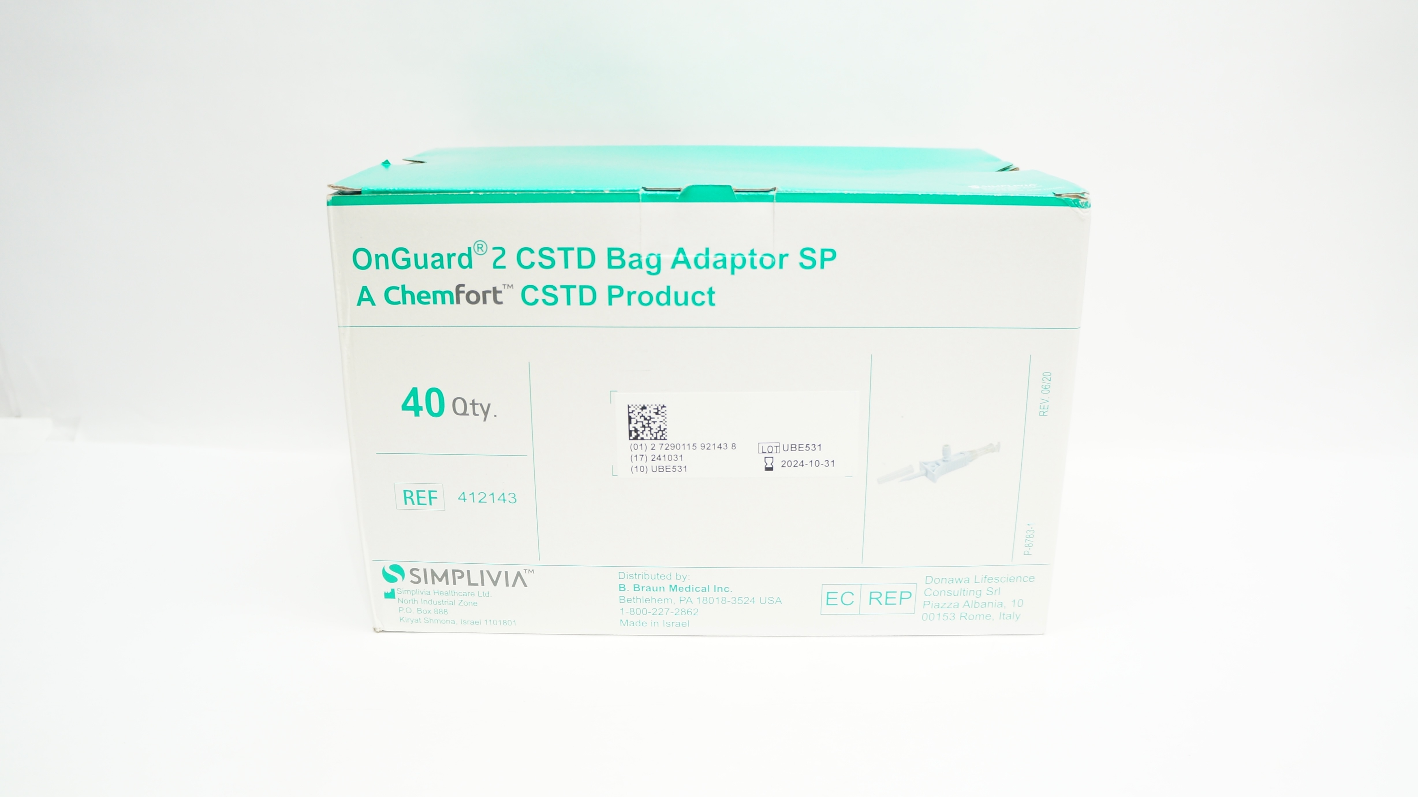 Simplivia 412143 OnGuard 2 CSTD Bag Adaptor SP - Box of 40