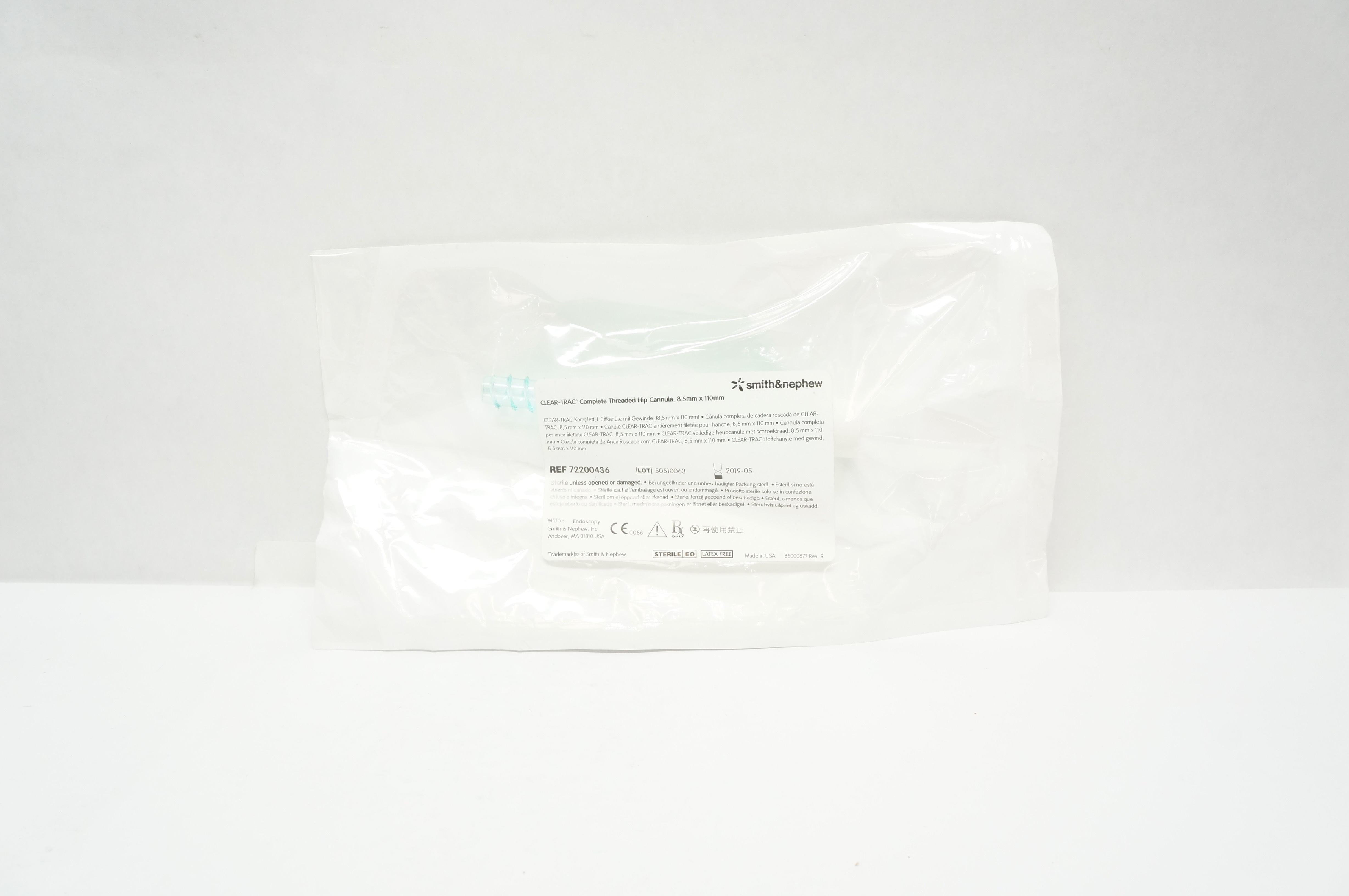 Smith&Nephew 72200436 Clear-Trac Complete Threaded Hip Cannula 8.5mm x 110mm (x)