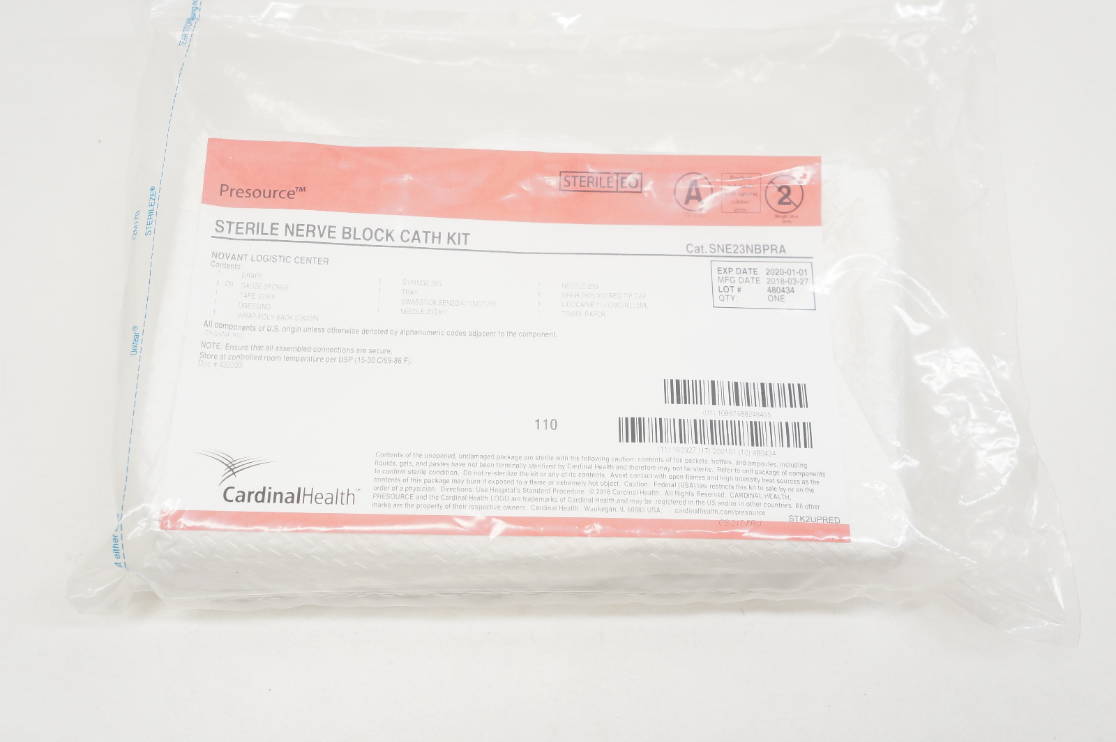 Cardinal Health SNE23NBPRA Presource Sterile Nerve Block Cath Kit (x)