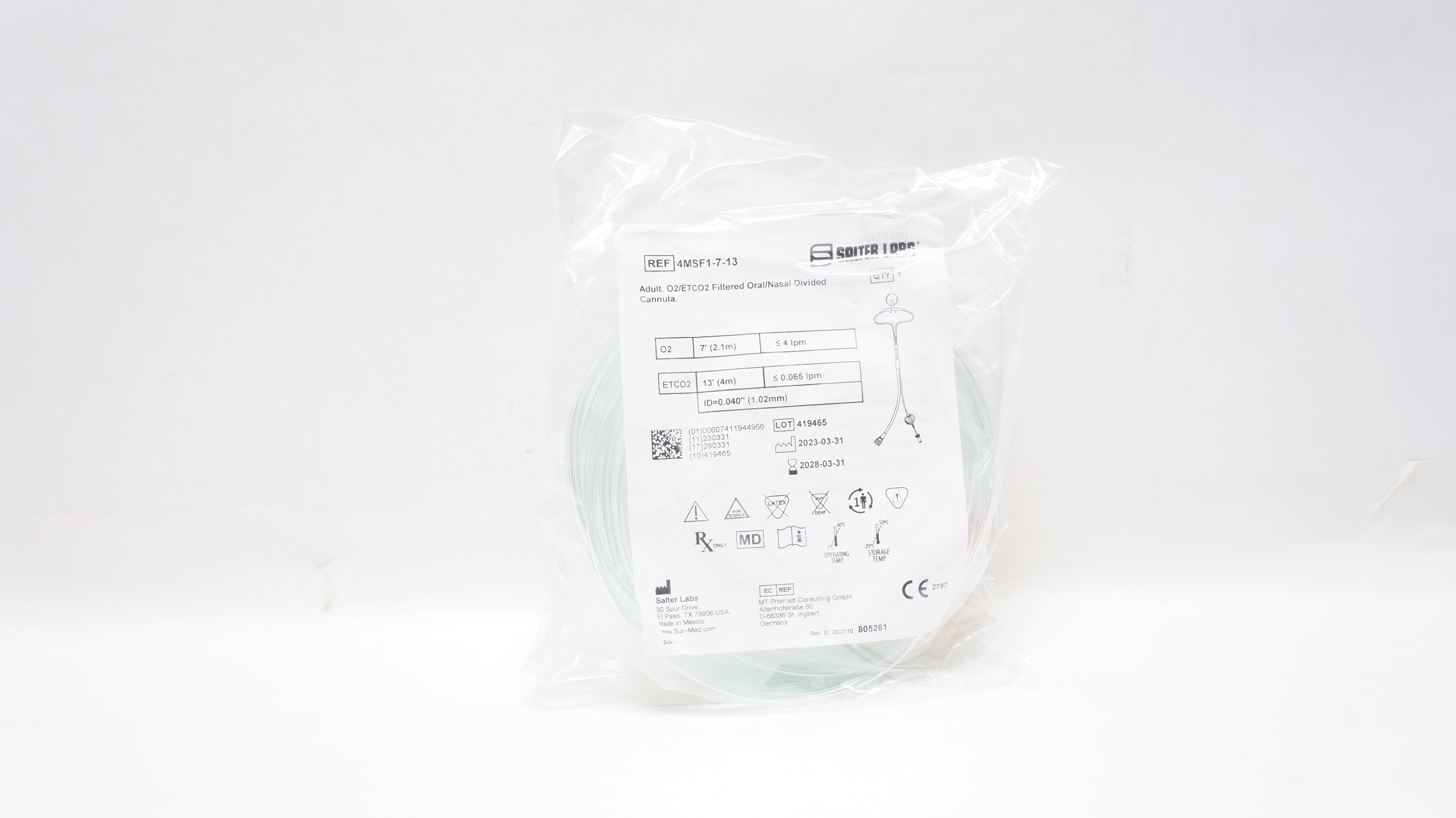 Salter Labs 4MSF1-7-13 Adult O2/ETCO2 Filtered Oral/Nasal Divided Cannula
