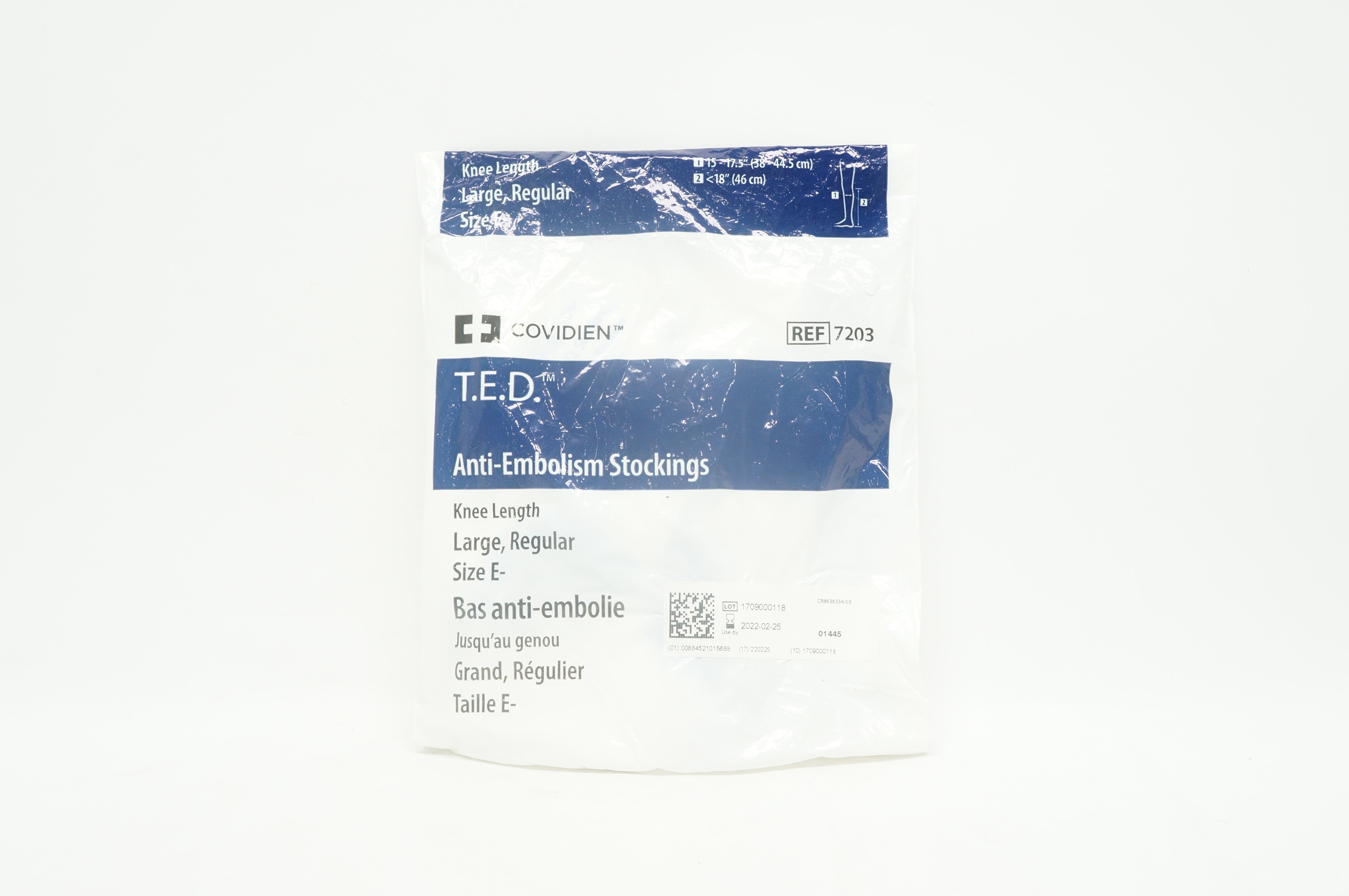 Covidien 7203 T.E.D. Anti-Embolism Stockings Knee Length, 15-17.5inch, <18in (x)