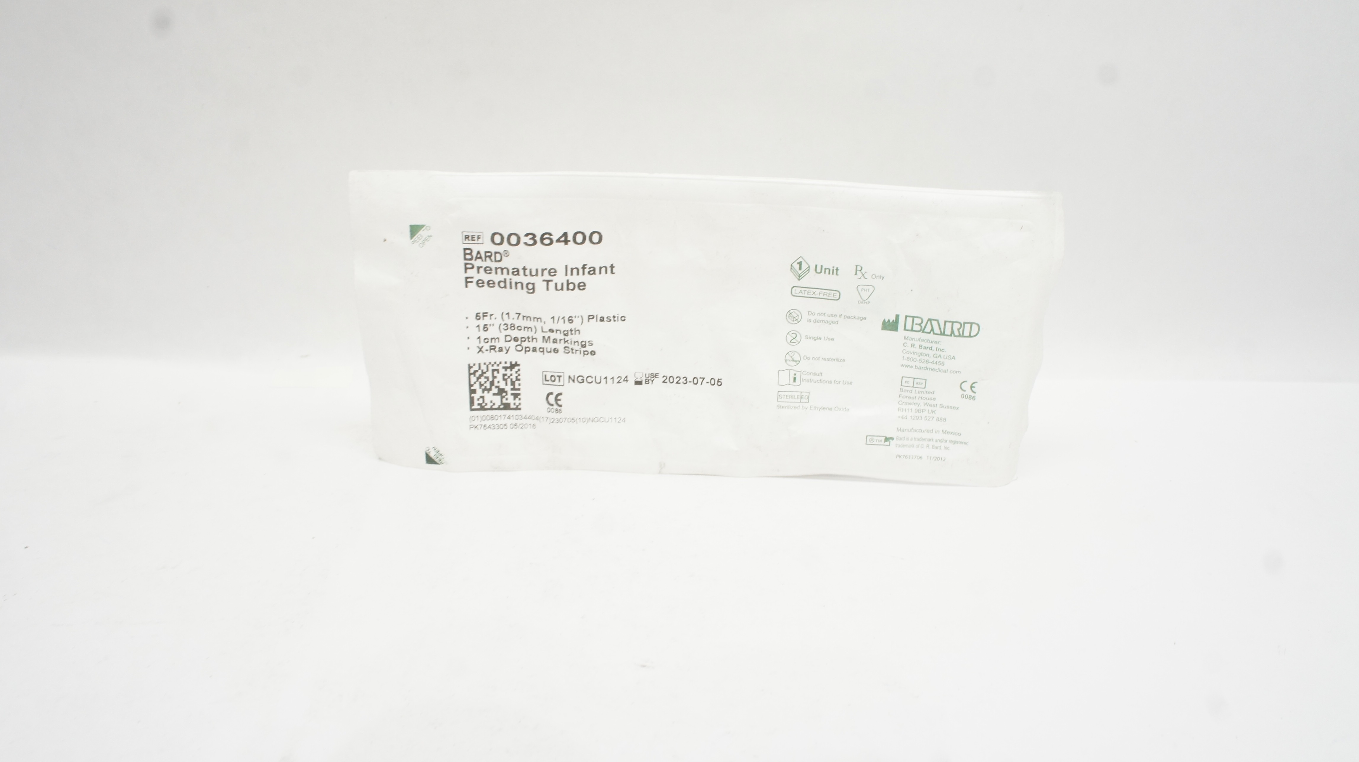 Bard 0036400 Premature Infant Feeding Tube, Plastic 5Fr x 15inch (x)