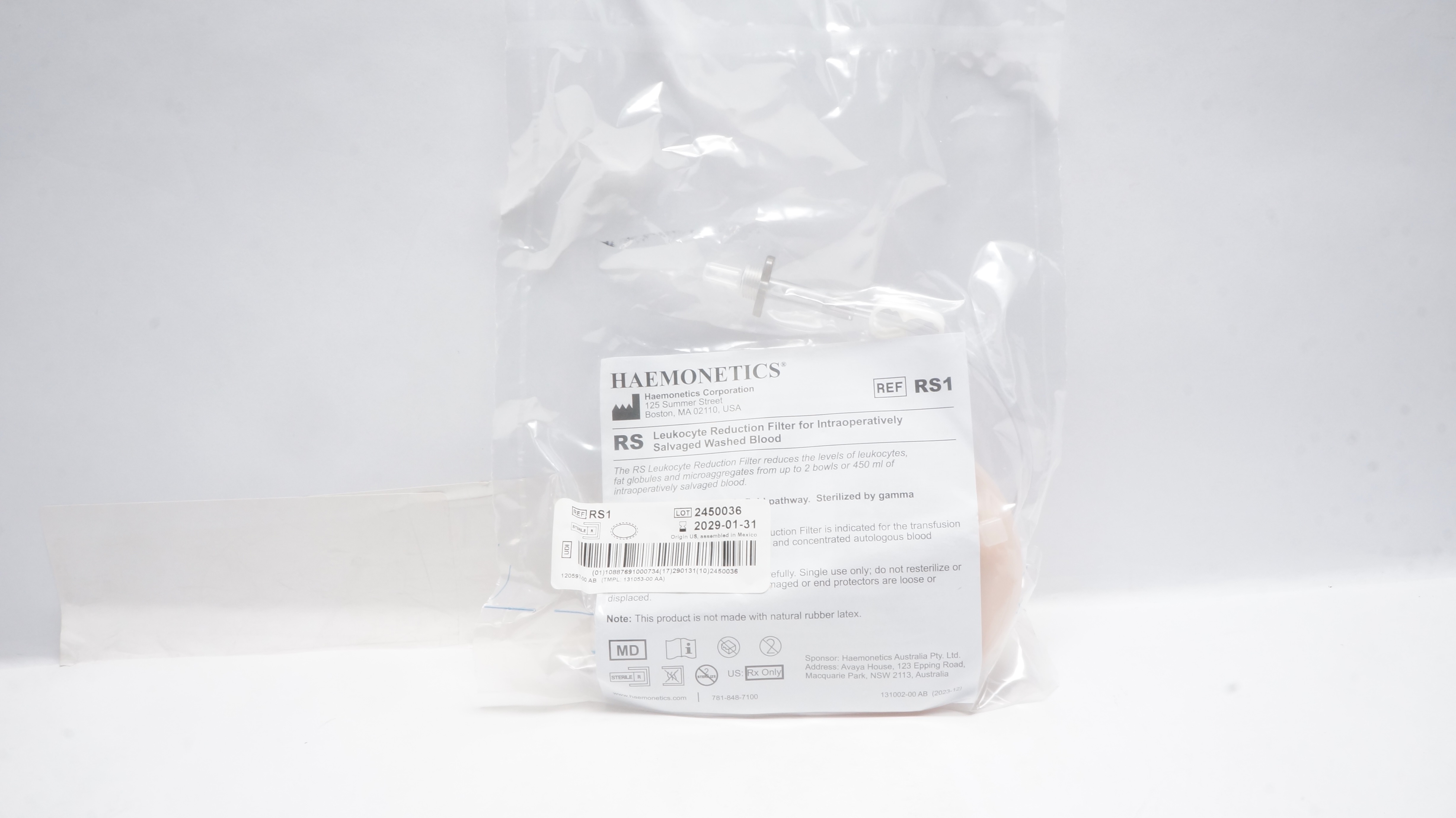 Haemonetics RS1 Leukocyte Reduction Filter