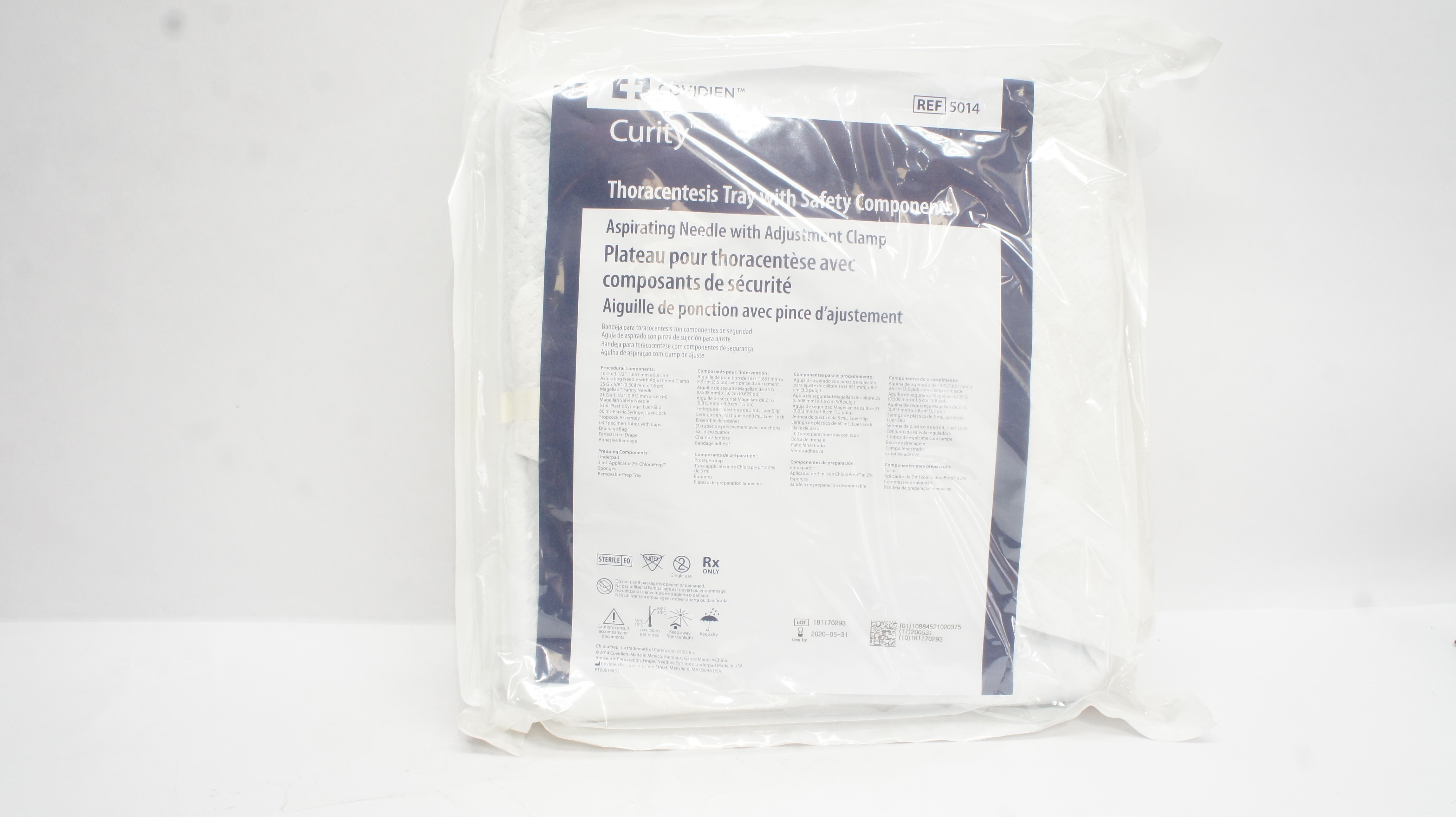 Covidien 5014 Curity Thoracentesis Tray With Safety Components (x)