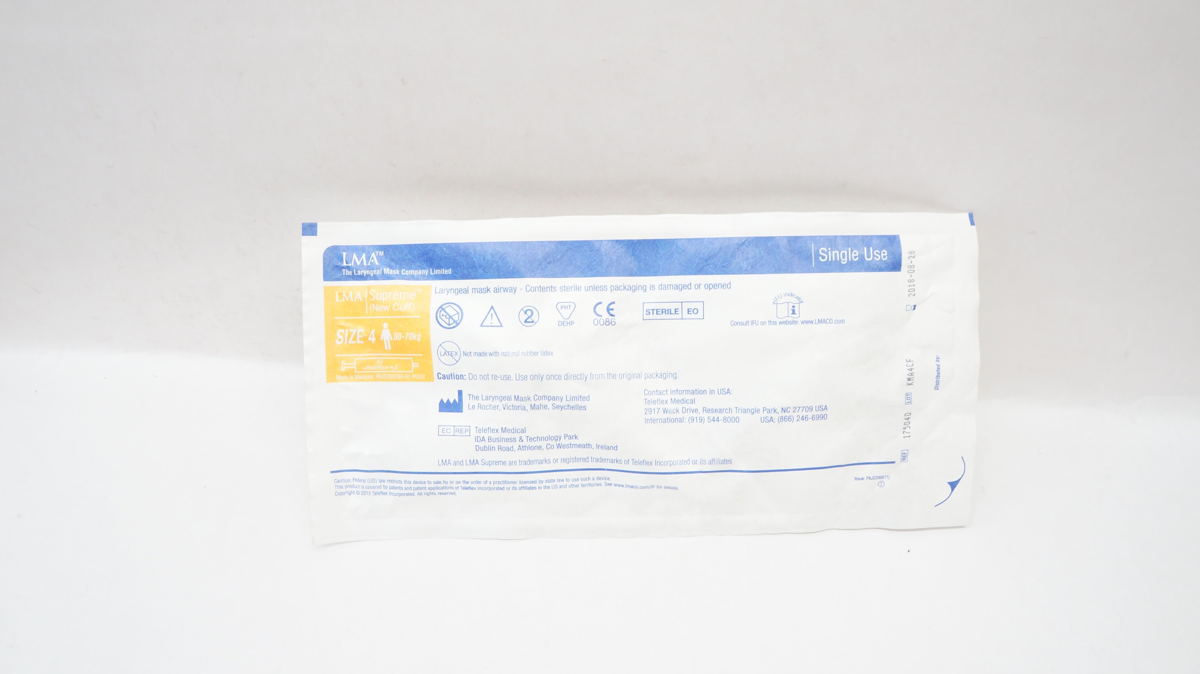 LMA 175040 Laryngeal Mask Airway Size 4, 50-70kg (x)