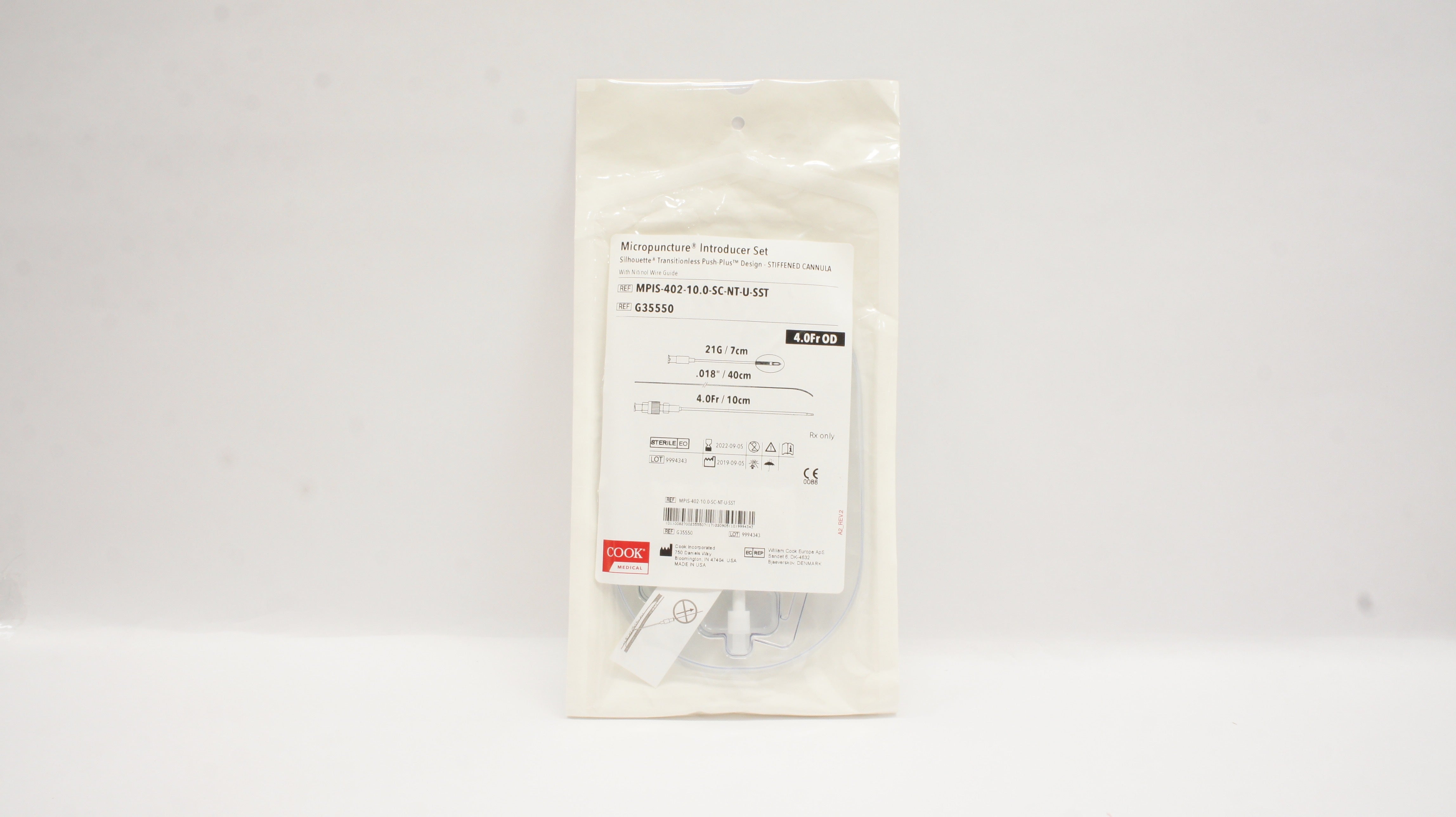 Cook Medical G35550 Micropuncture Introducer Set 4.0 Fr x 21G x .018inch (x)