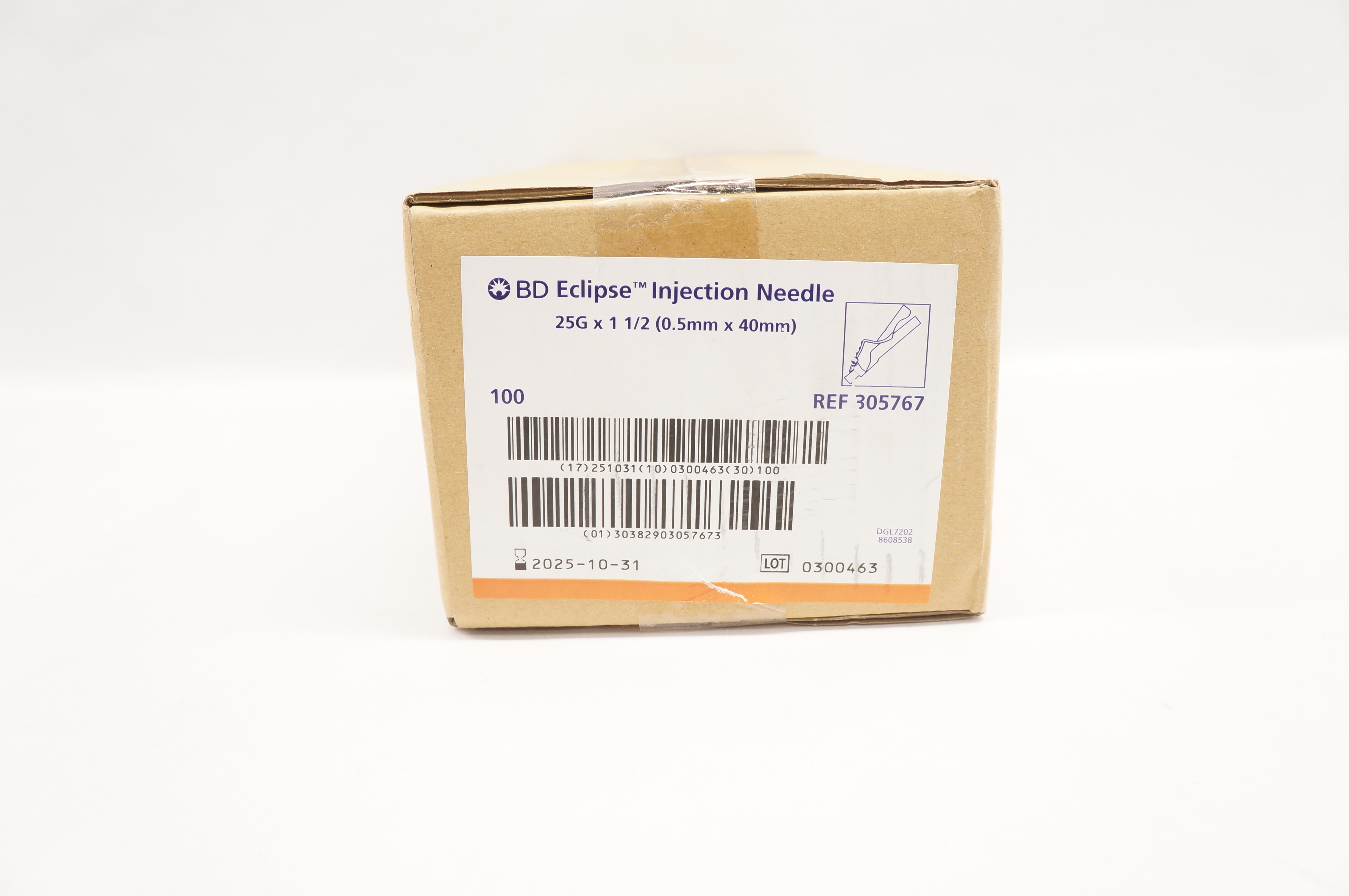 BD 305767 Eclipse Injection Ndle 25G x 1-1/2inch - Box of 100