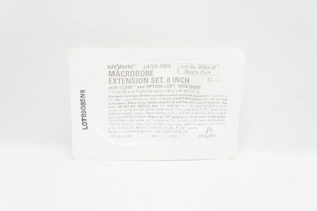Hospira 20654-28 Lifeshield Extension Set, Clave, Non-DEHP, 8inch