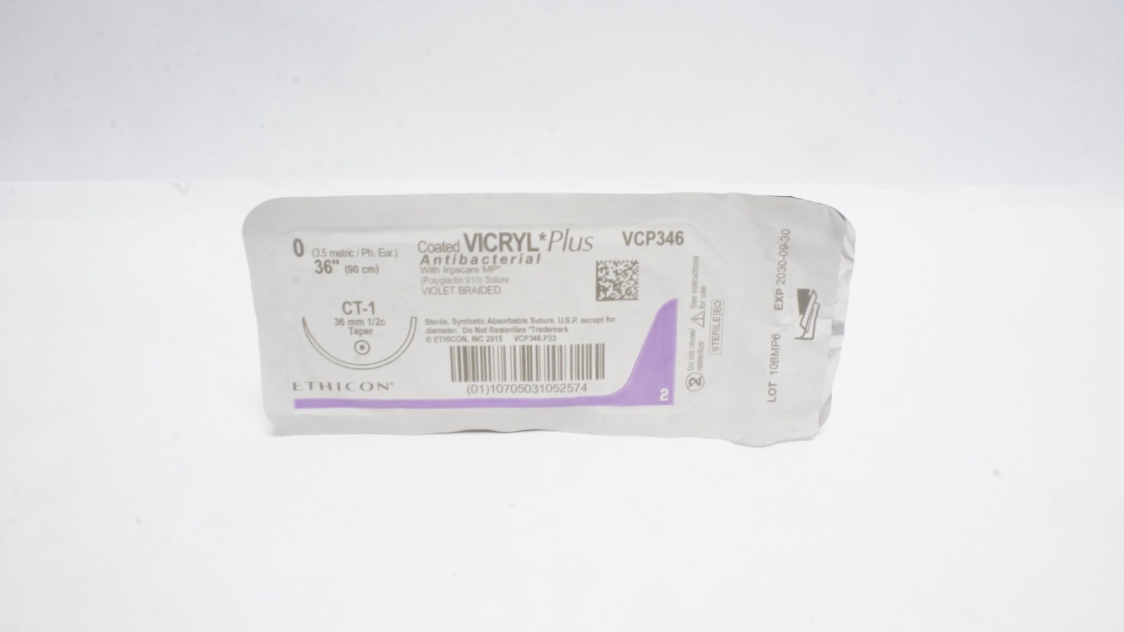 Ethicon VCP346 VICRYL Plus Antibacterial Sutures 0 36in