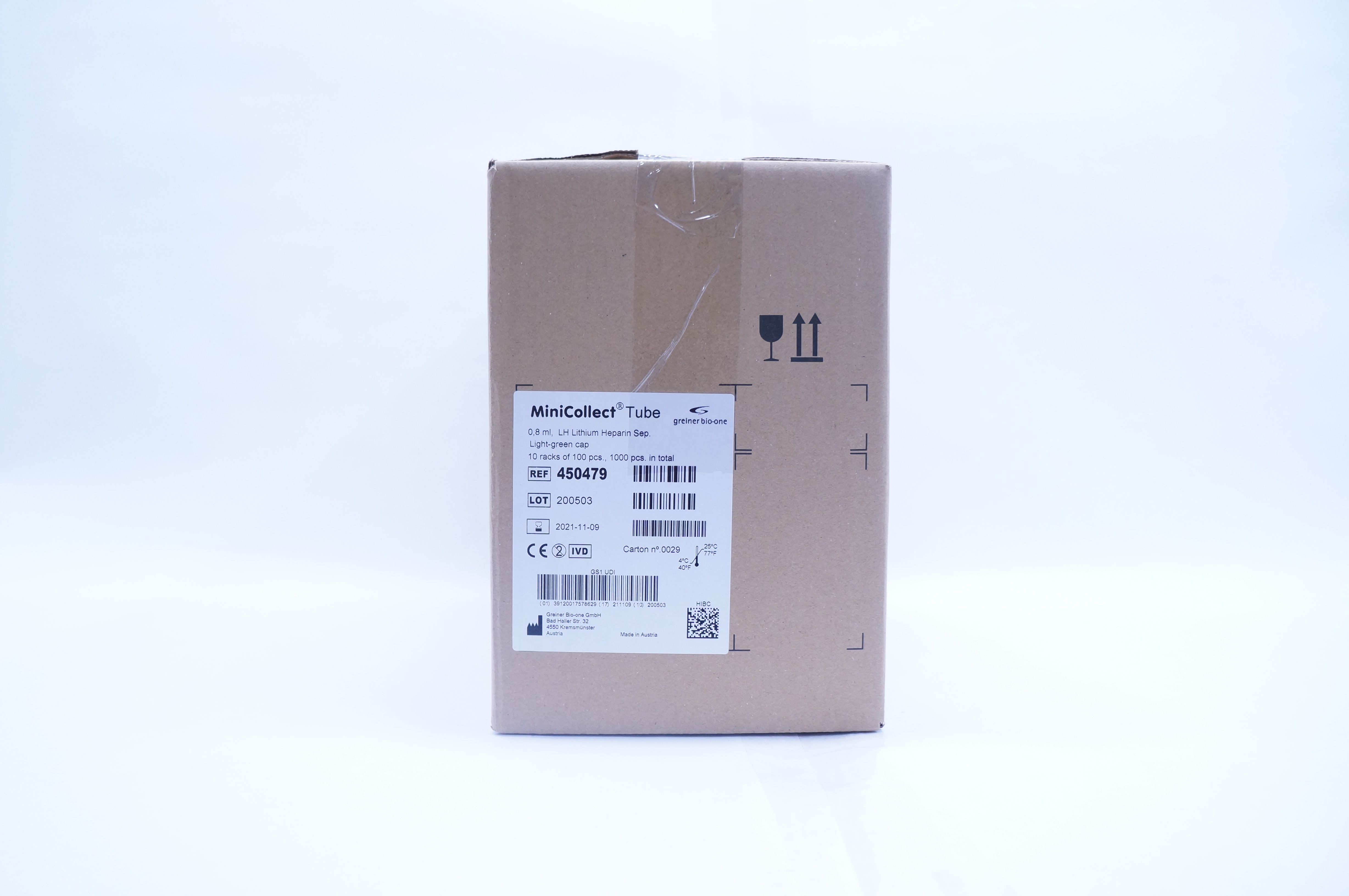 Greiner Bio-One 450479 MiniCollect Capillary Blood Tubes 0.8ml - Box of 1000