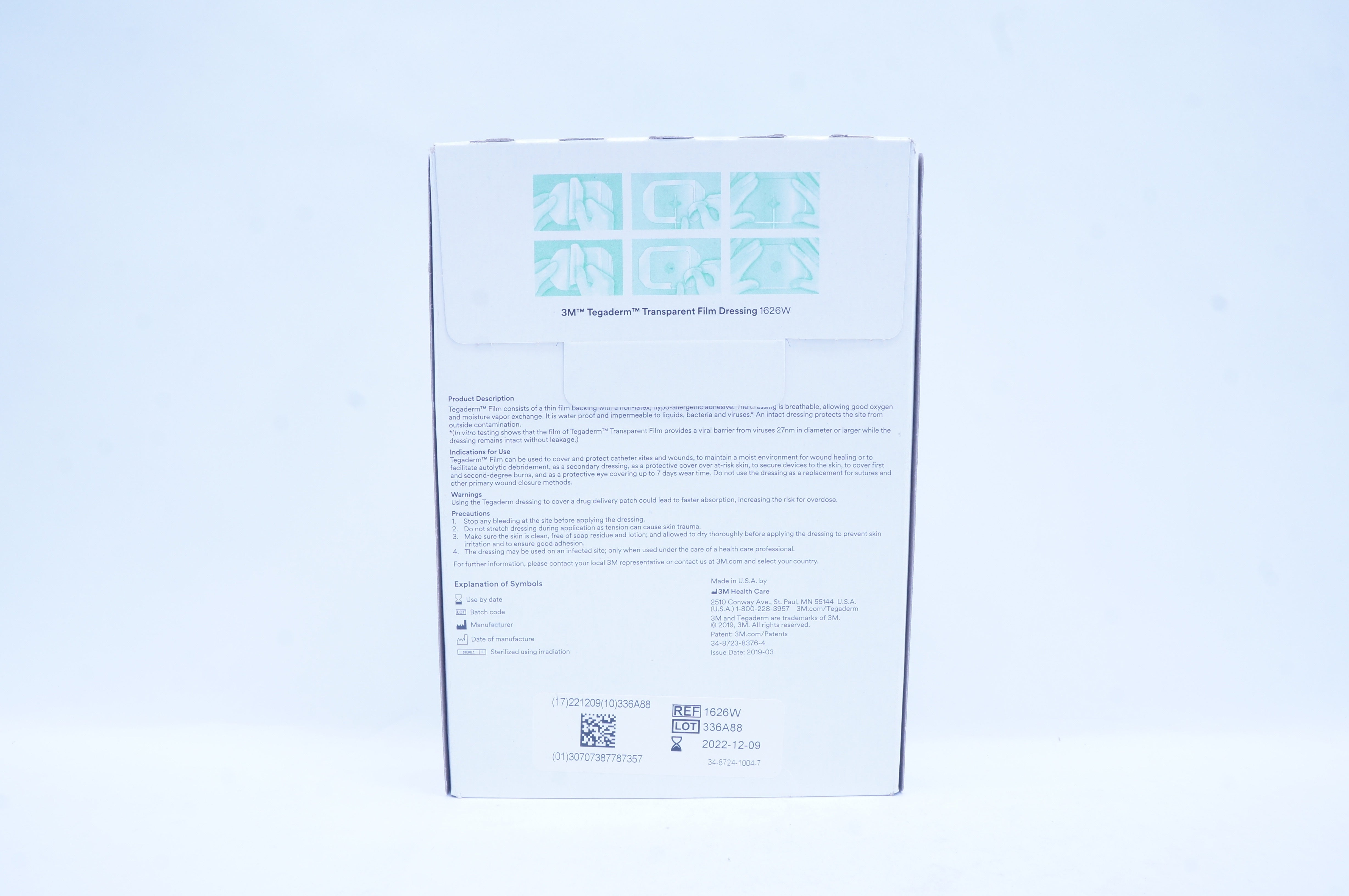 3M 1626W Tegaderm Transparent Film Dressing Frame Style 4 x 4 3/4in. - Box of 50