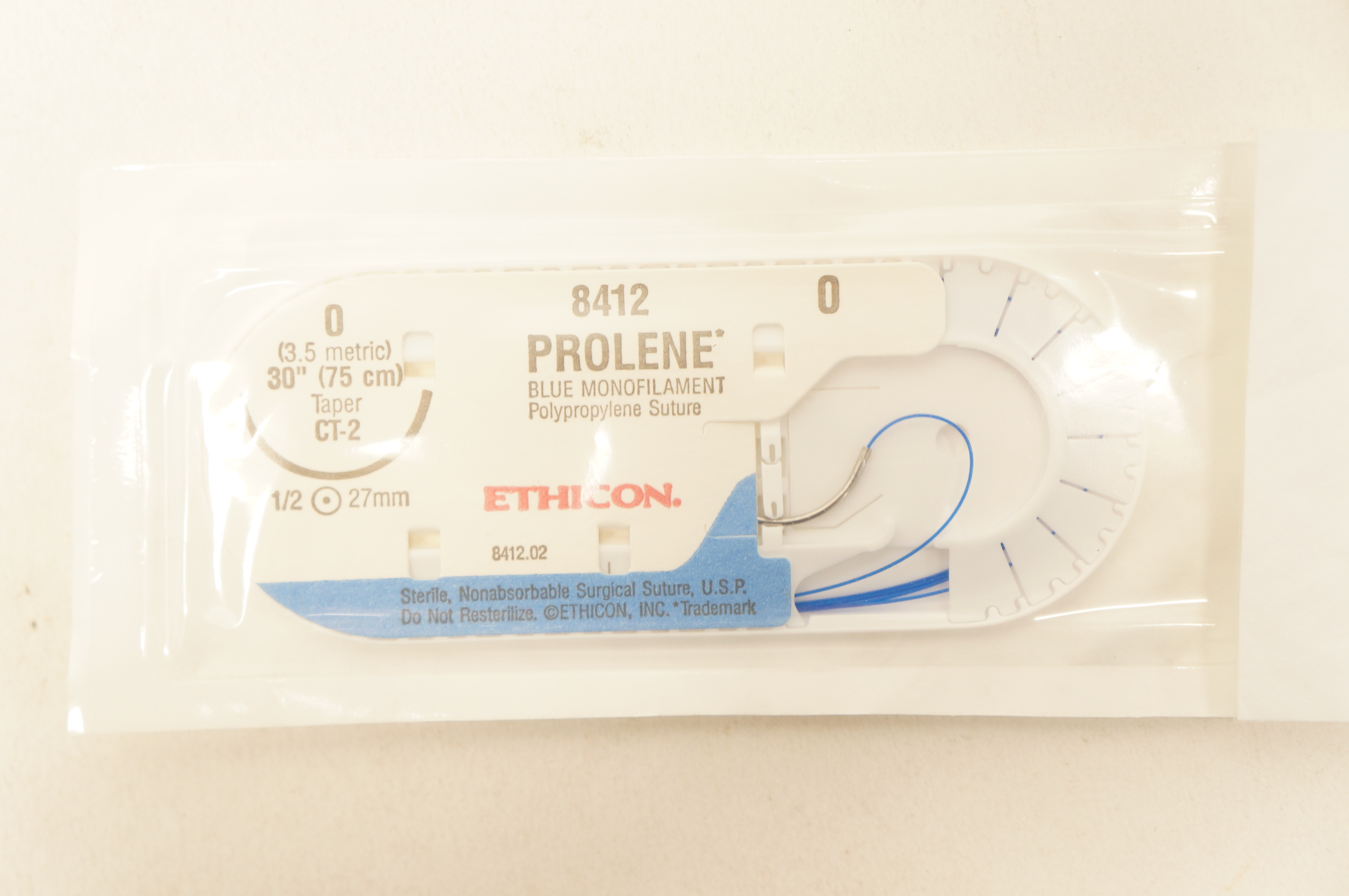 Ethicon 8412 0 PROLENE Polypropylene Stre CT-2 26mm 1/2c Taper 30 inch (x)