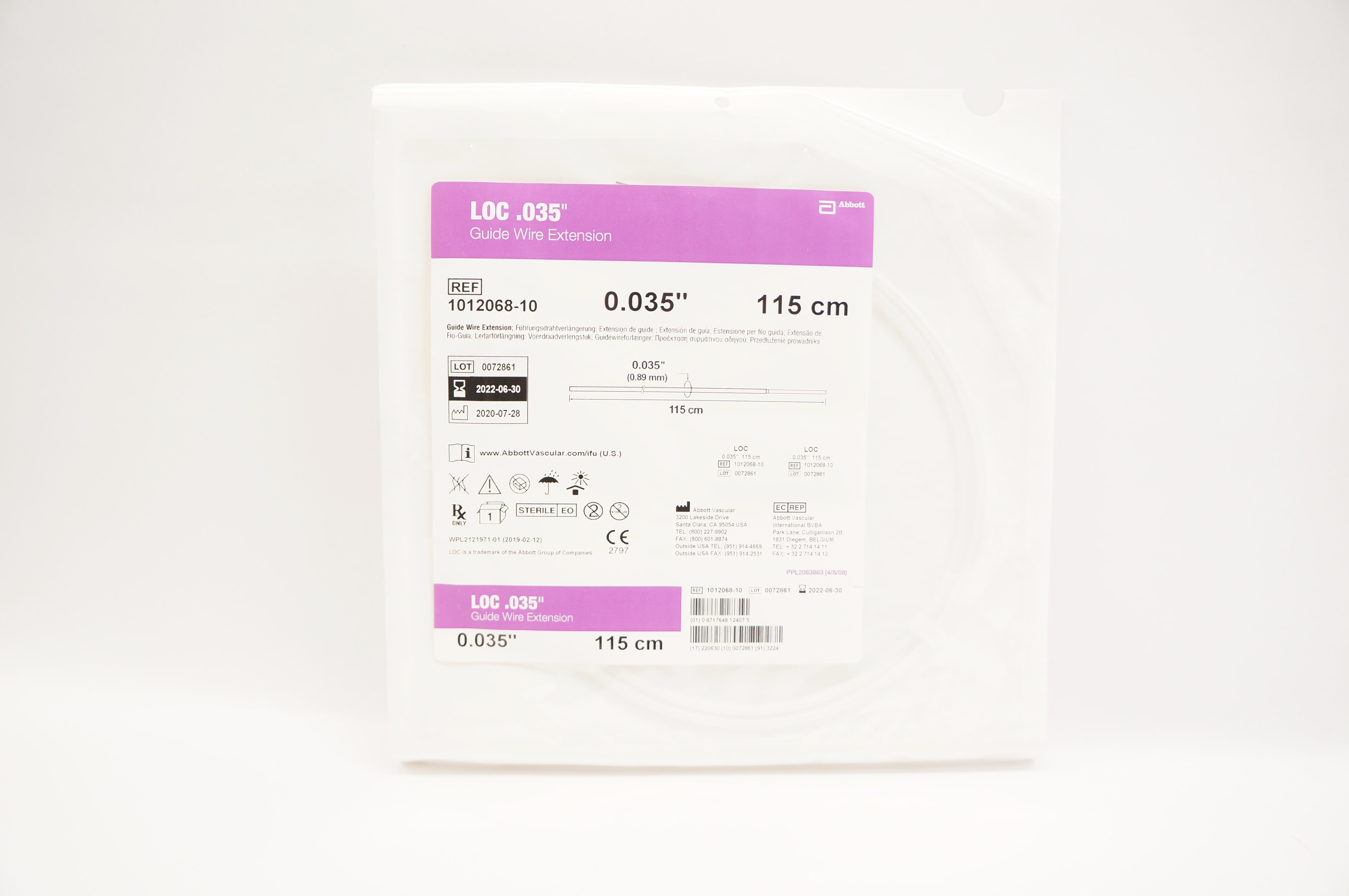 Abbott 1012068-10 LOC .035inch Guide Wire Extension 0.035inch x 115cm (x)