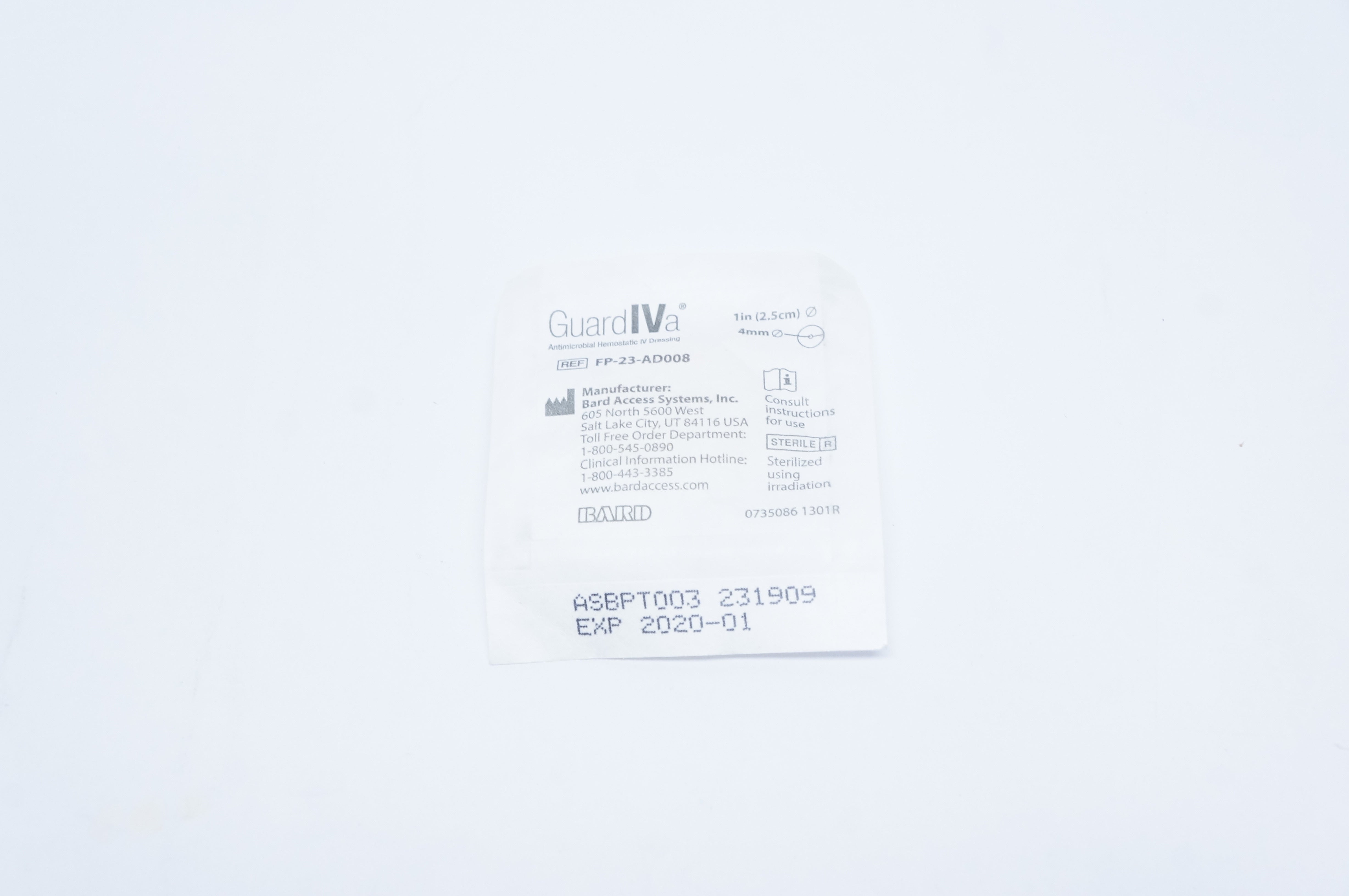 GuardIVa FP-23-AD008 Antimicrobial Hemostatic IV Dressing 1inch(2.5cm) x 4mm (x)