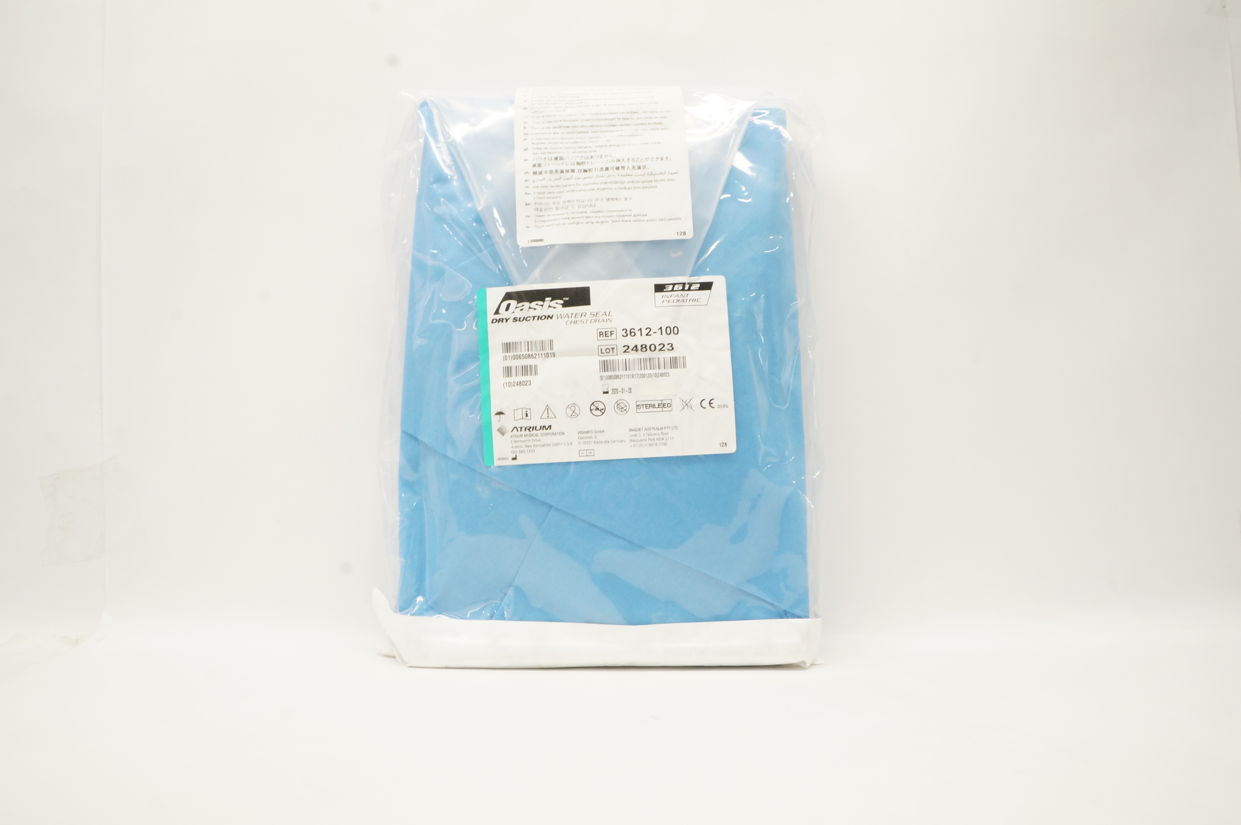 Atrium 3612-100 Oasis Dry Suction Water Seal Chest Drain Infant Pediatric (x)