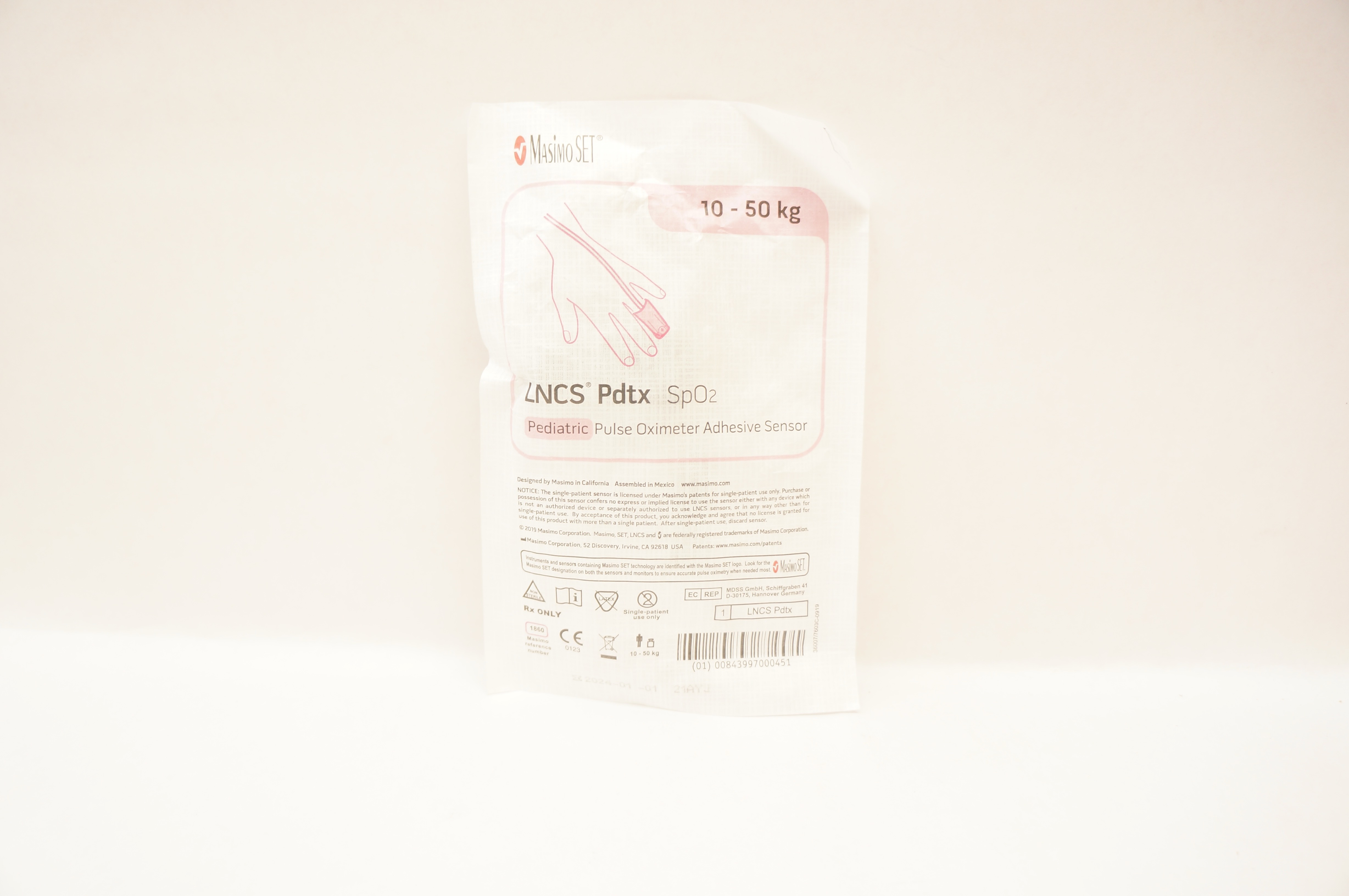 Masimo 1860 LNCS Pdtx SpO2 Pediatric Pulse Oximeter Adhesive Sensor 10-50 kg