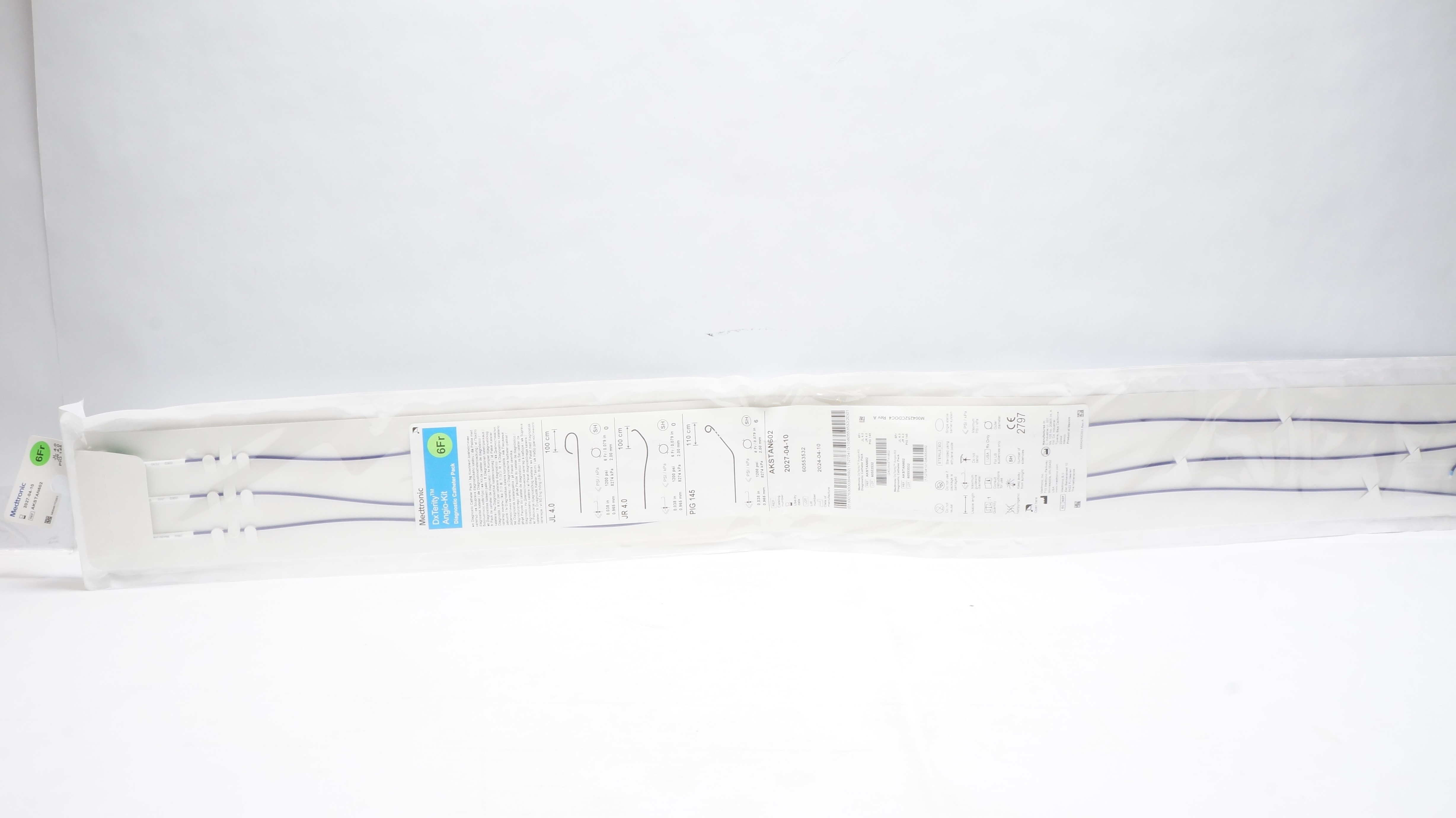 Medtronic AKSTAN602 DxTerity Angio-Kit Diagnostic Cath. Pack,  JL 4.0, 6 Fr x 100cm