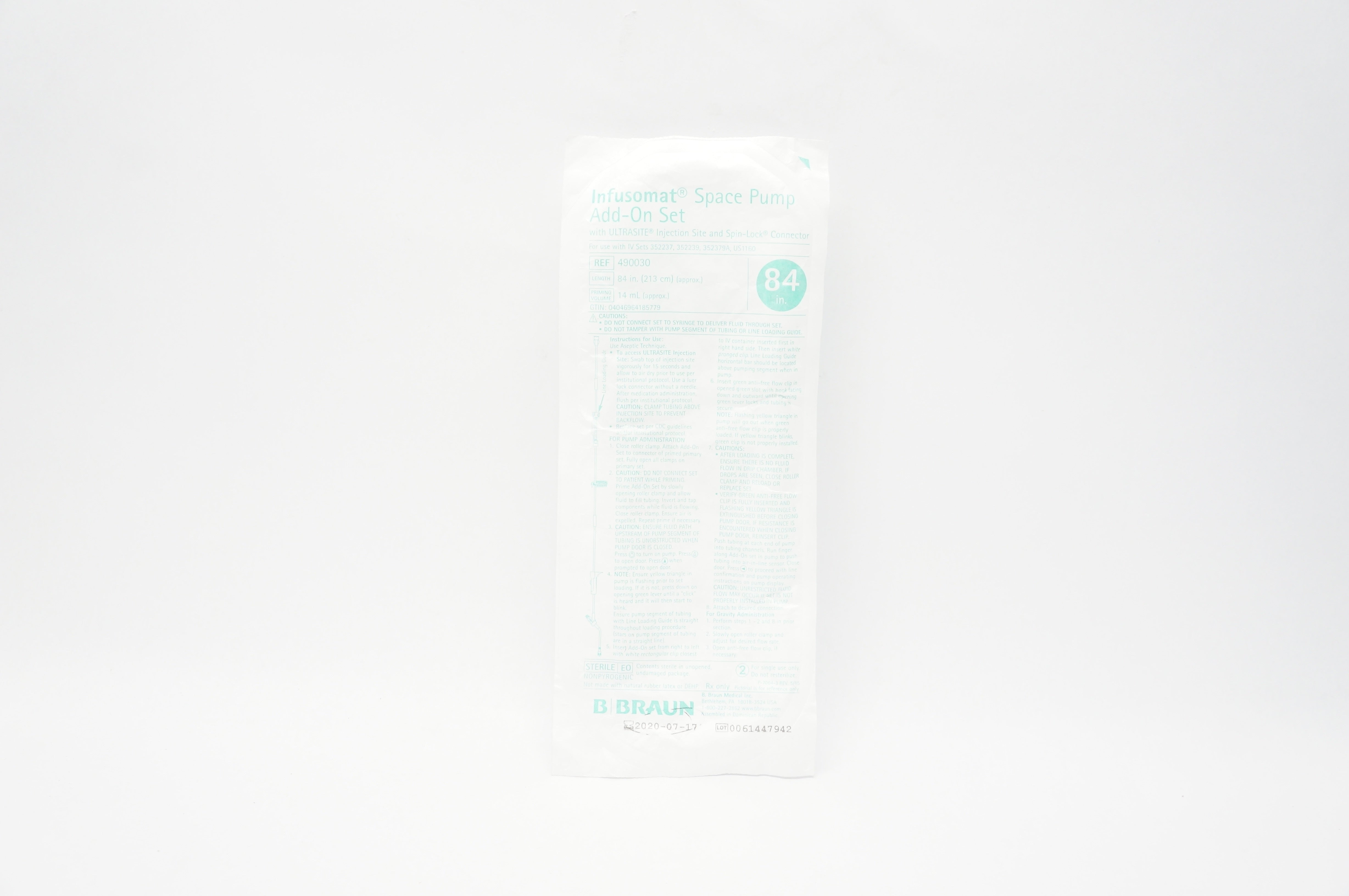 B.Braun 490030 Infusomat Space Pump Add-On Set 14mL, 84inch (x)