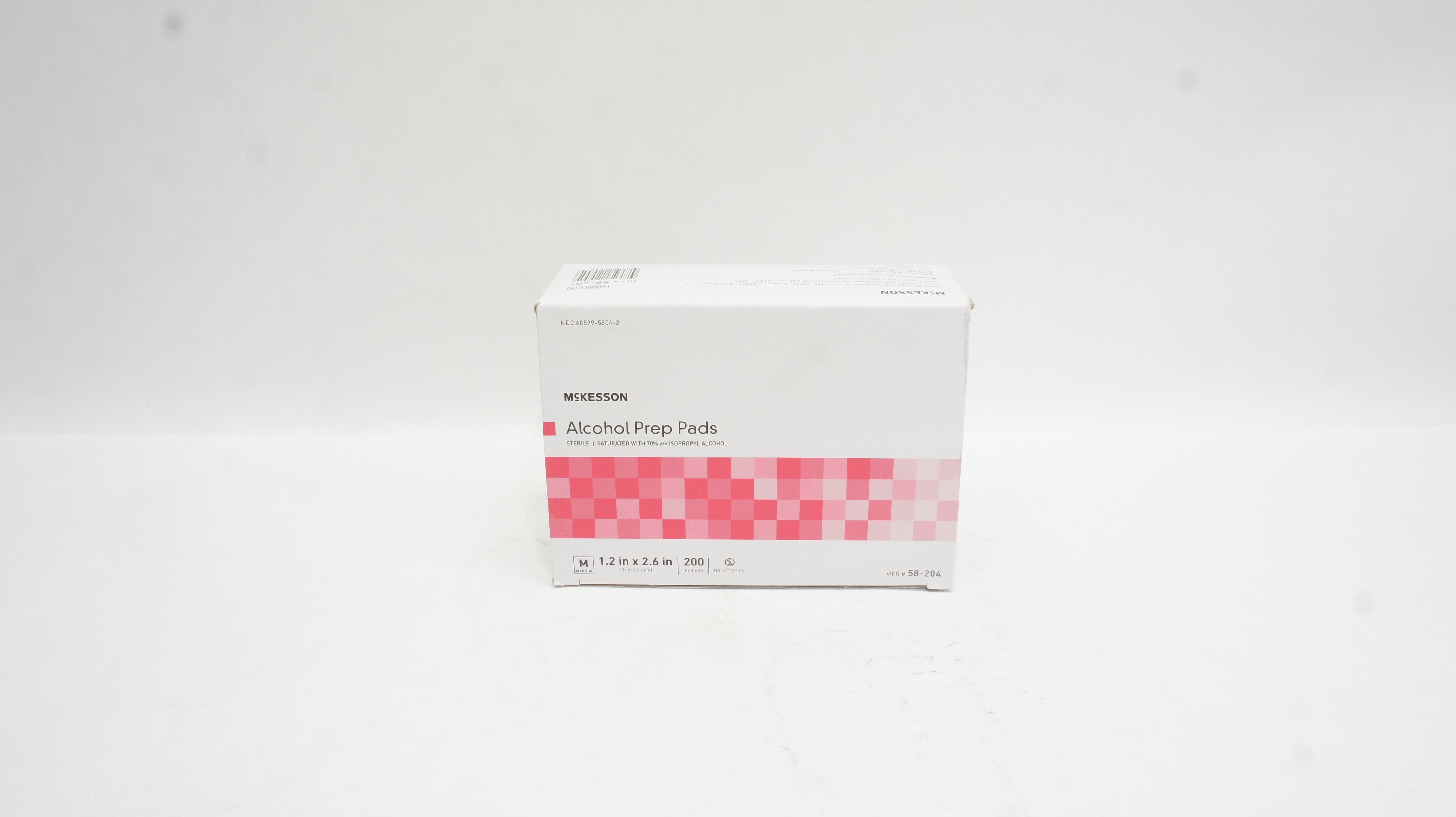 McKesson 58-204 Alcohol Prep Pads, Medium 1.2inch x 2.6inch - Box of 200