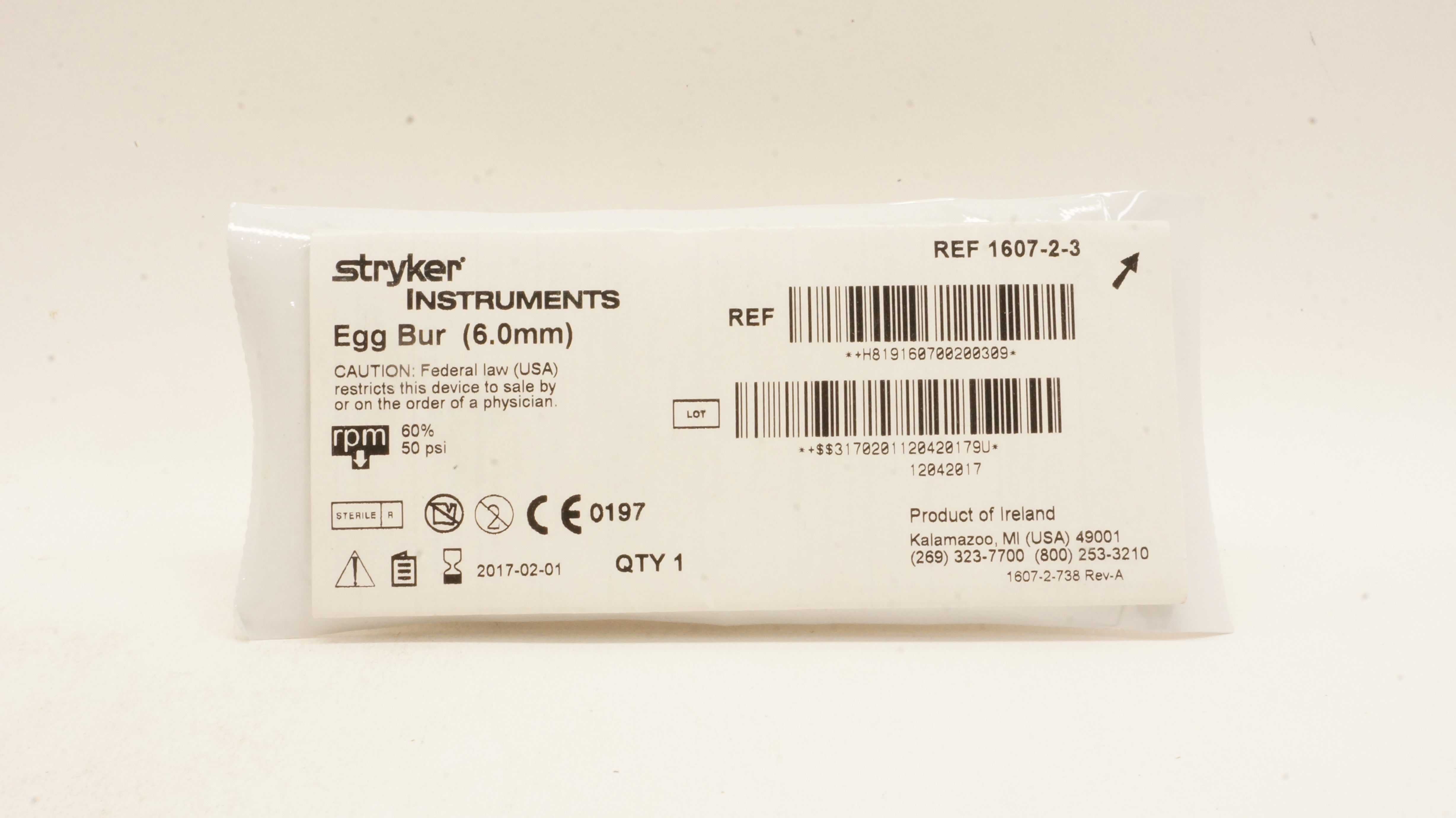 Stryker 1607-2-3 Egg Bur 6.0mm (x)