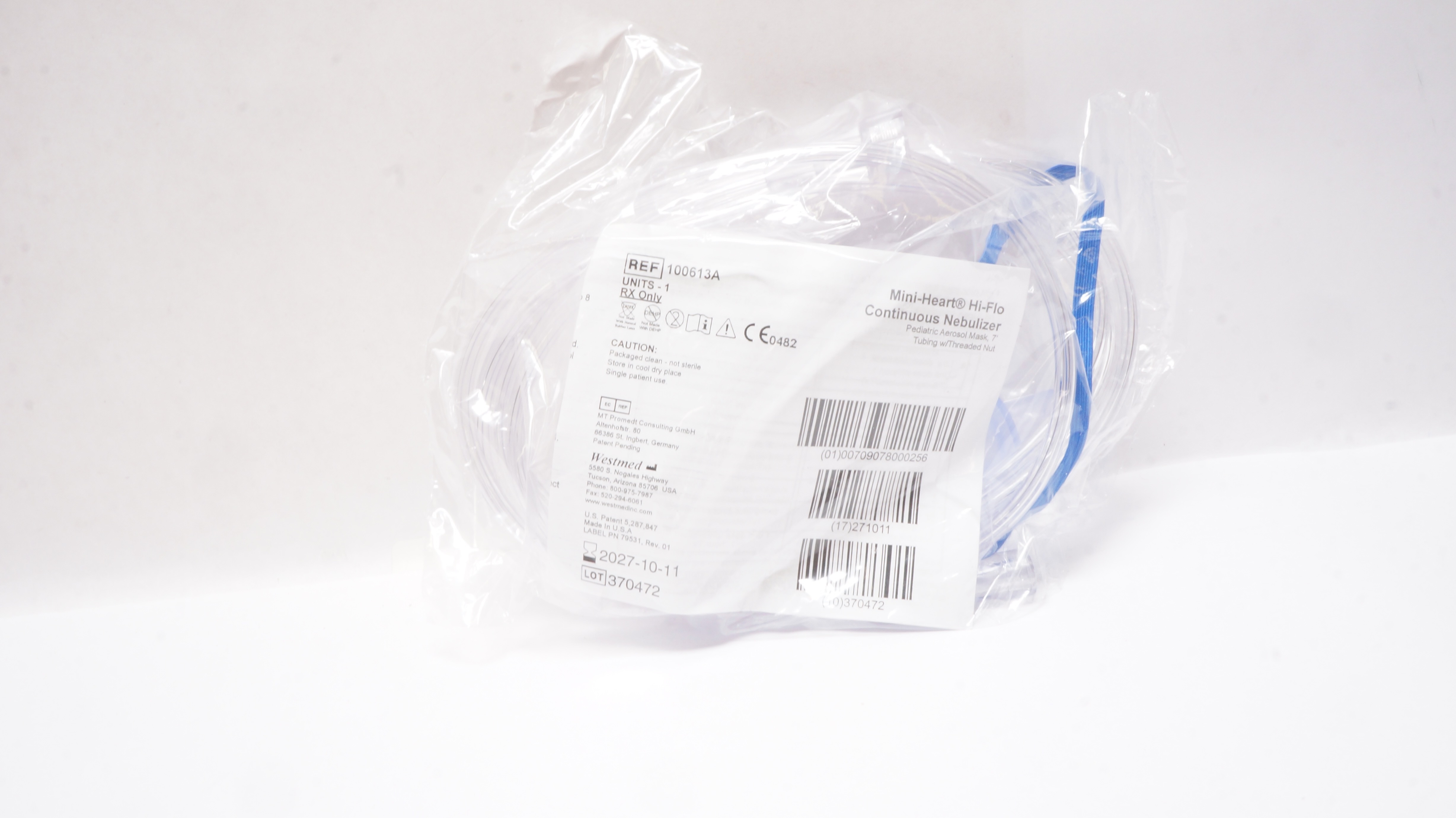 Westmed 100613A Mini-Heart Hi-Flo Continuous Nebulizer w/Pediatric Mask