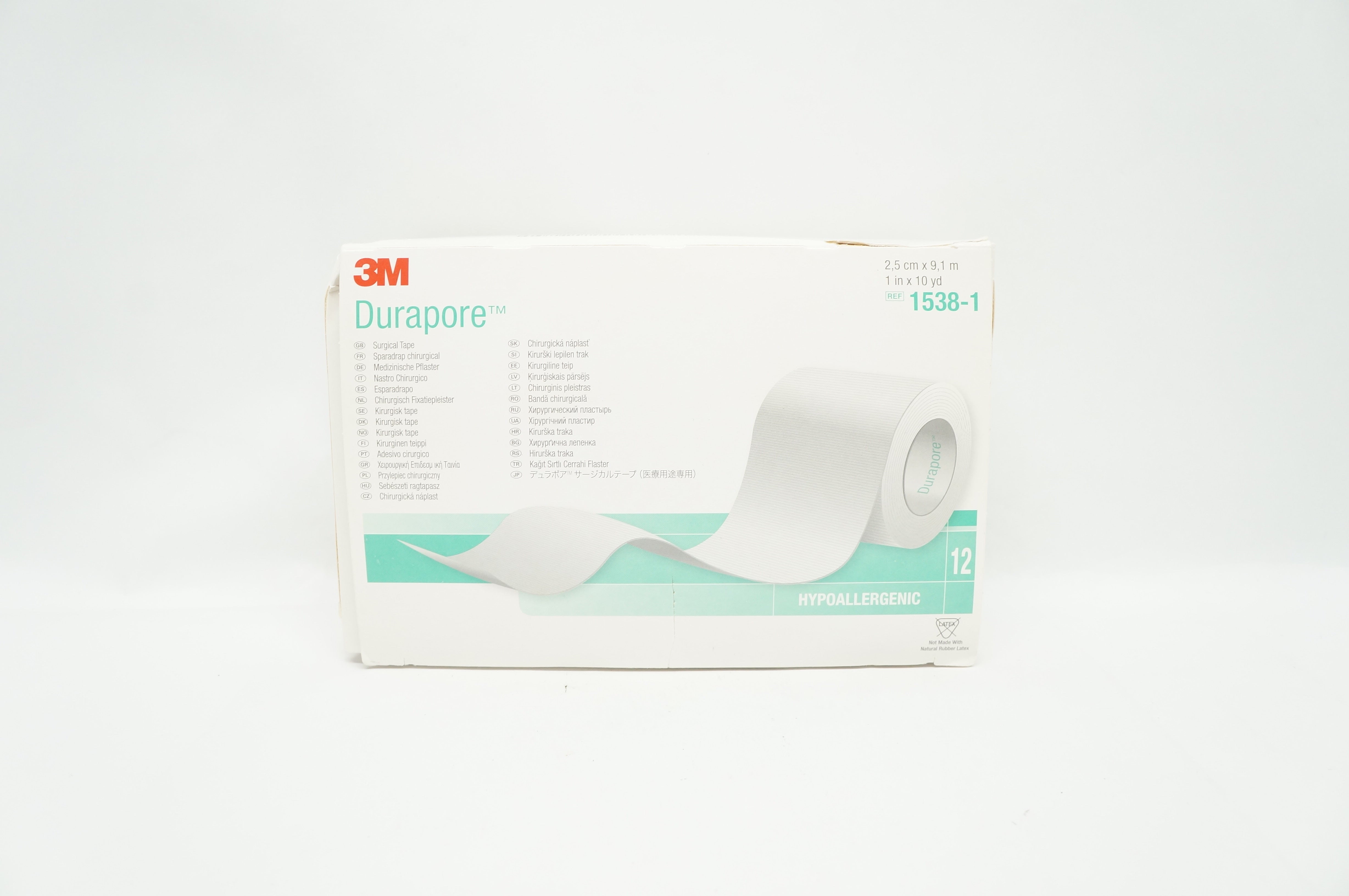 3M 1538-1 Durapore Surgical Tape 1inch x 10yd. - Box of 6 (x)