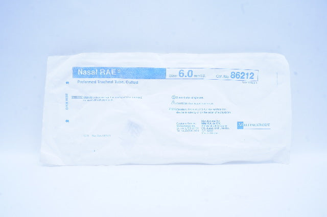 Mallinckrodt 86212 Nasal RAE Preformed Tracheal Tube, Cuffed 6.0mm I.D.
