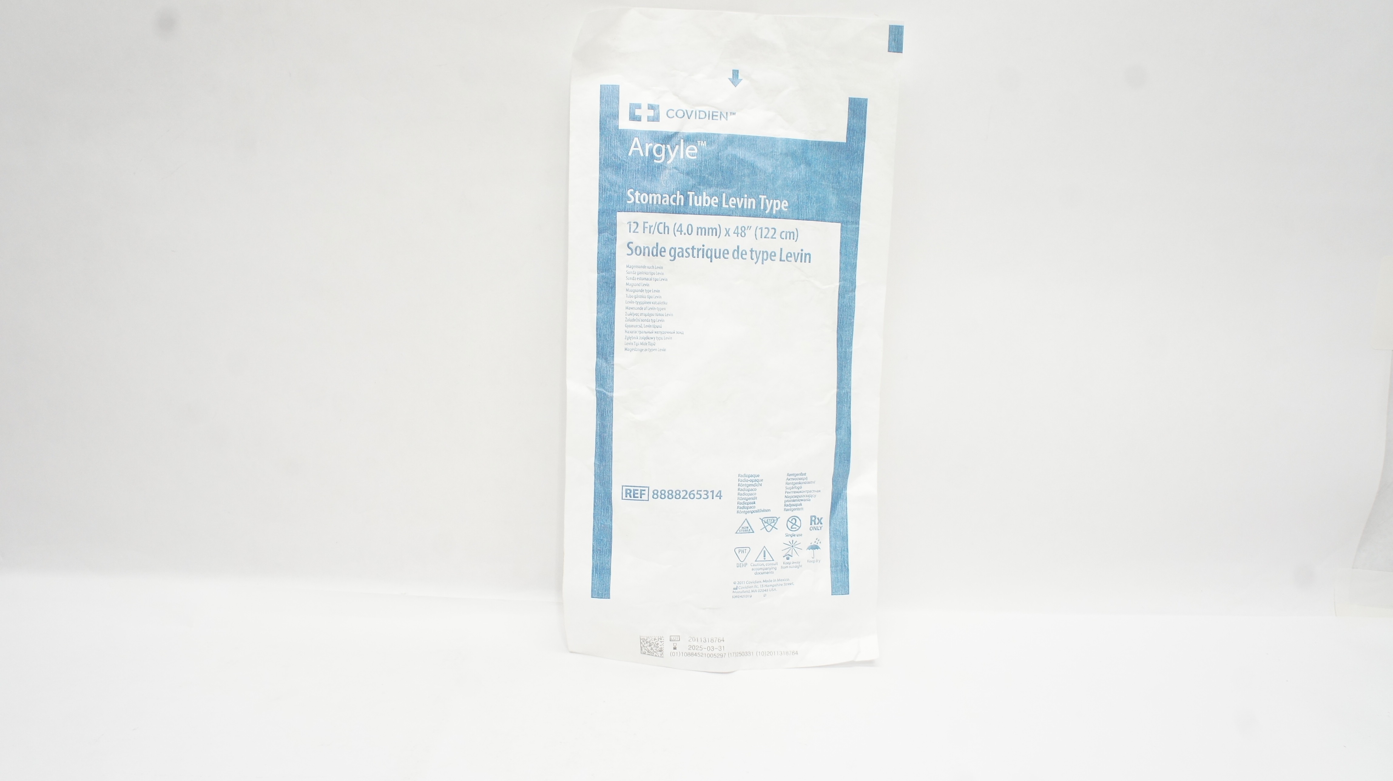 Covidien 8888265314 Argyle Stomach Tube Levin Type 12Fr/Ch x 48inch