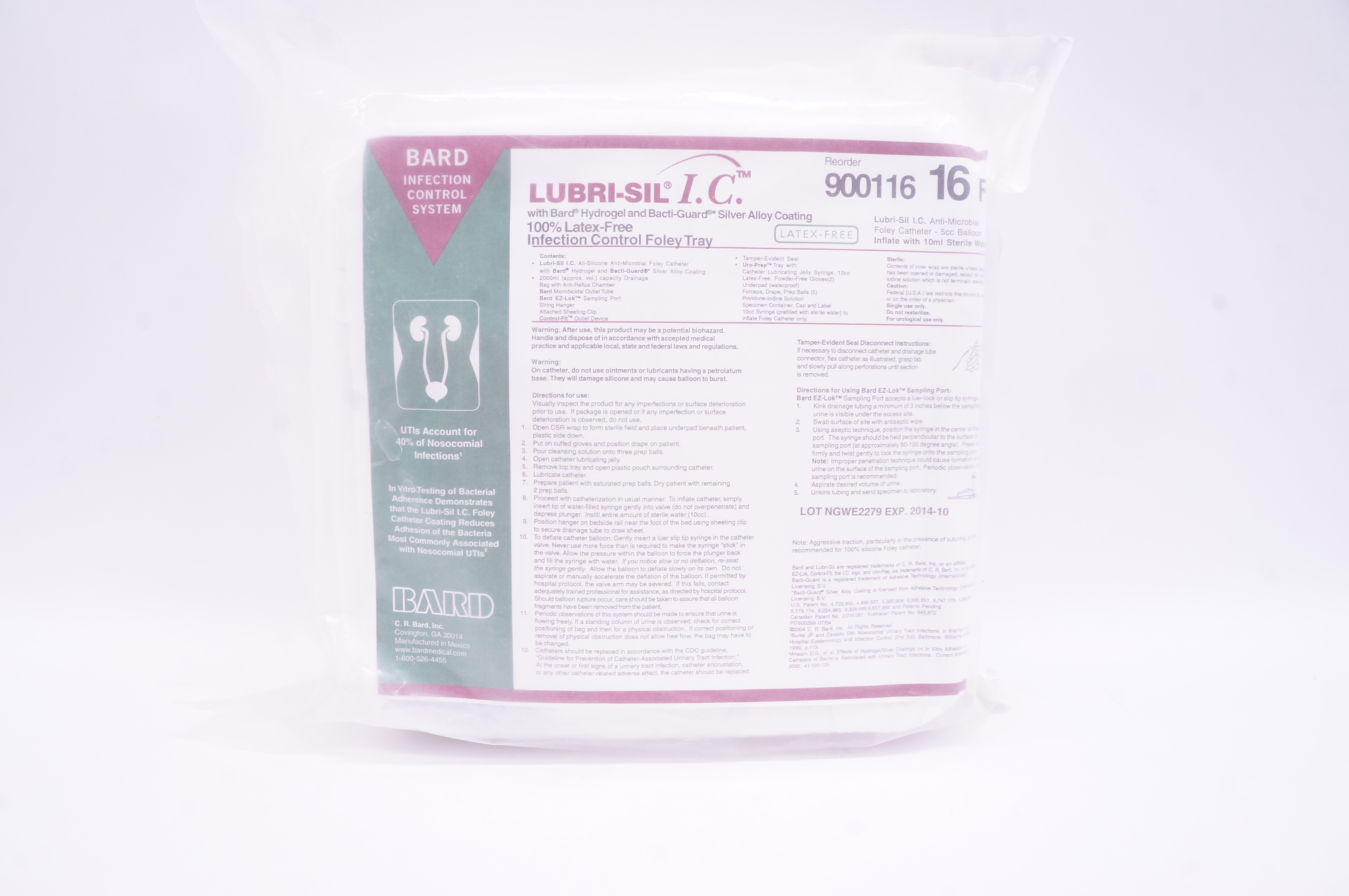 Bard 900116 Lubri-Sil I.C. Anti-Microbial Foley Cath. 16Fr (x)