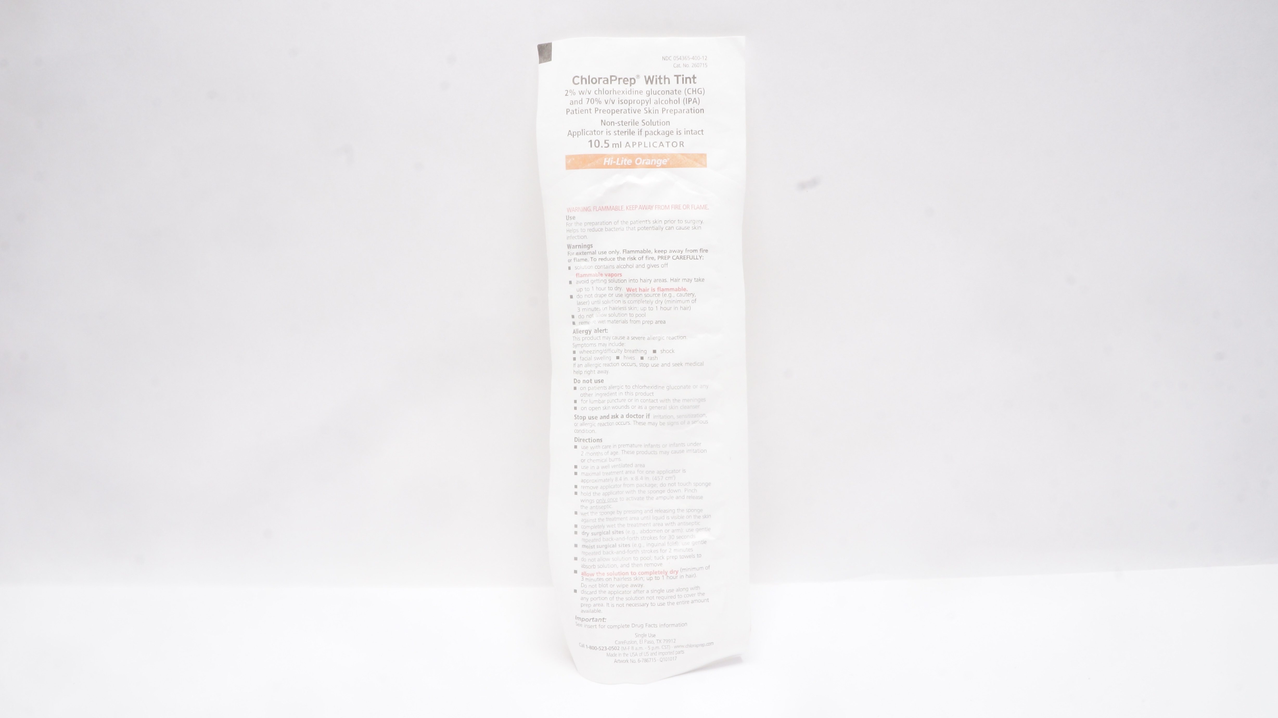 CareFusion 260715 Hi-Lite Orange ChloraPrep with Tint, 10.5ml Applicator