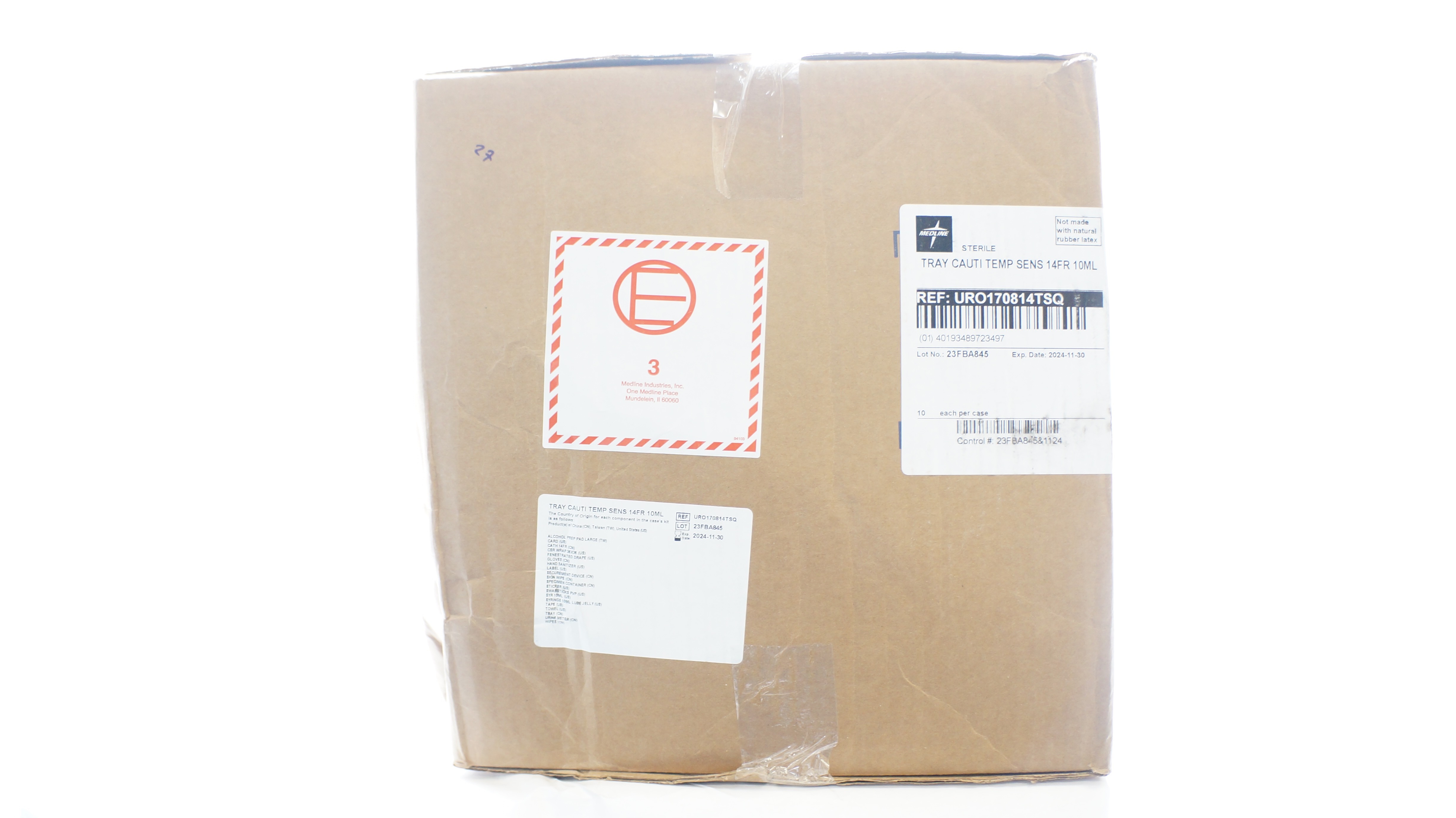 Medline URO170814TSQ Try Cauti Temp Sens 14Fr 10ml - Box of 10