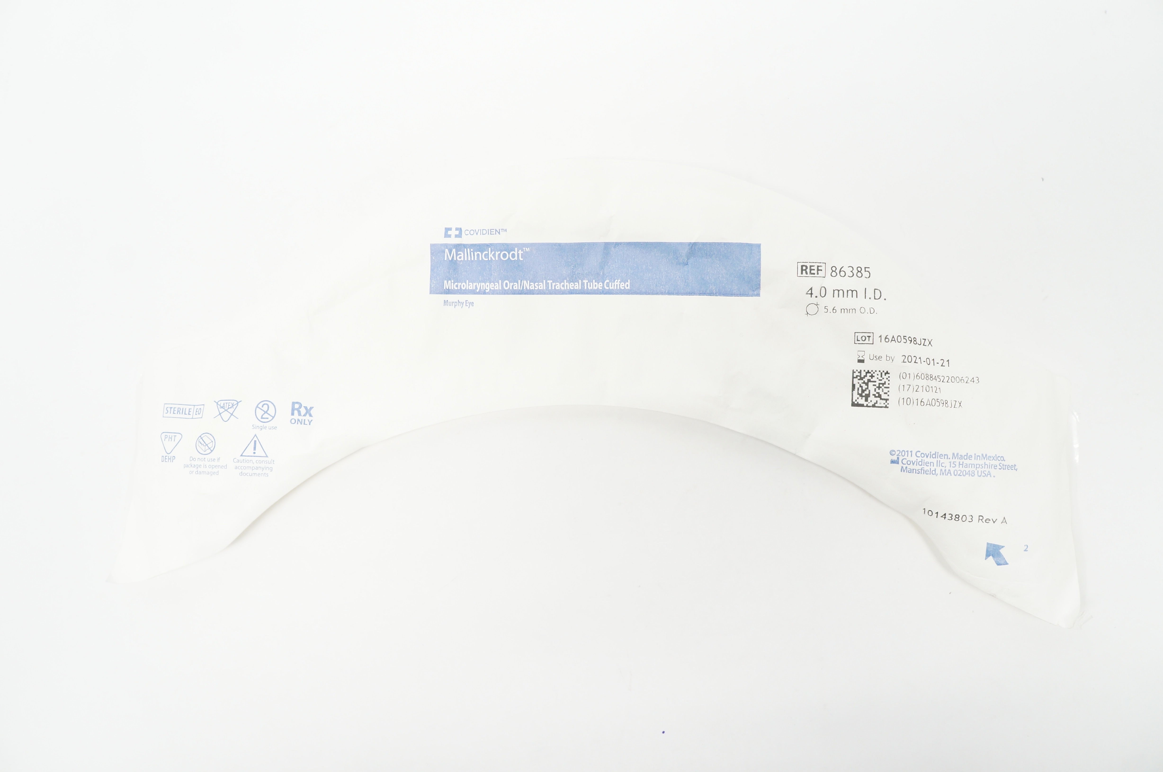 Covidien 86385 Mallinckrodt Microlaryngeal Tracheal Tube 4.0mm ID x 5.6mm OD (x)