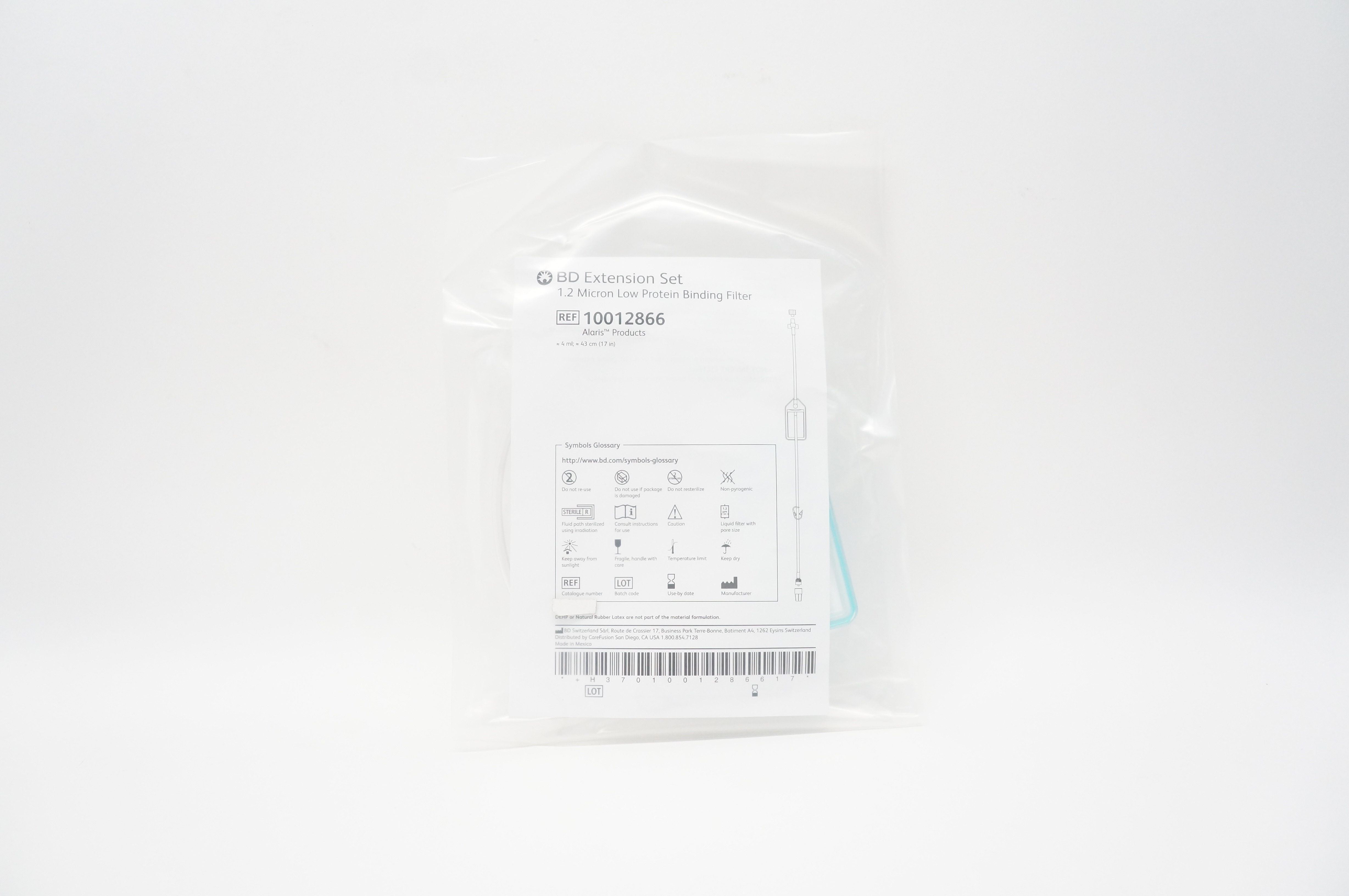 BD 10012866 Extension Set 1.2 Micron Low Protein Binding Filter 4ml x 17inch