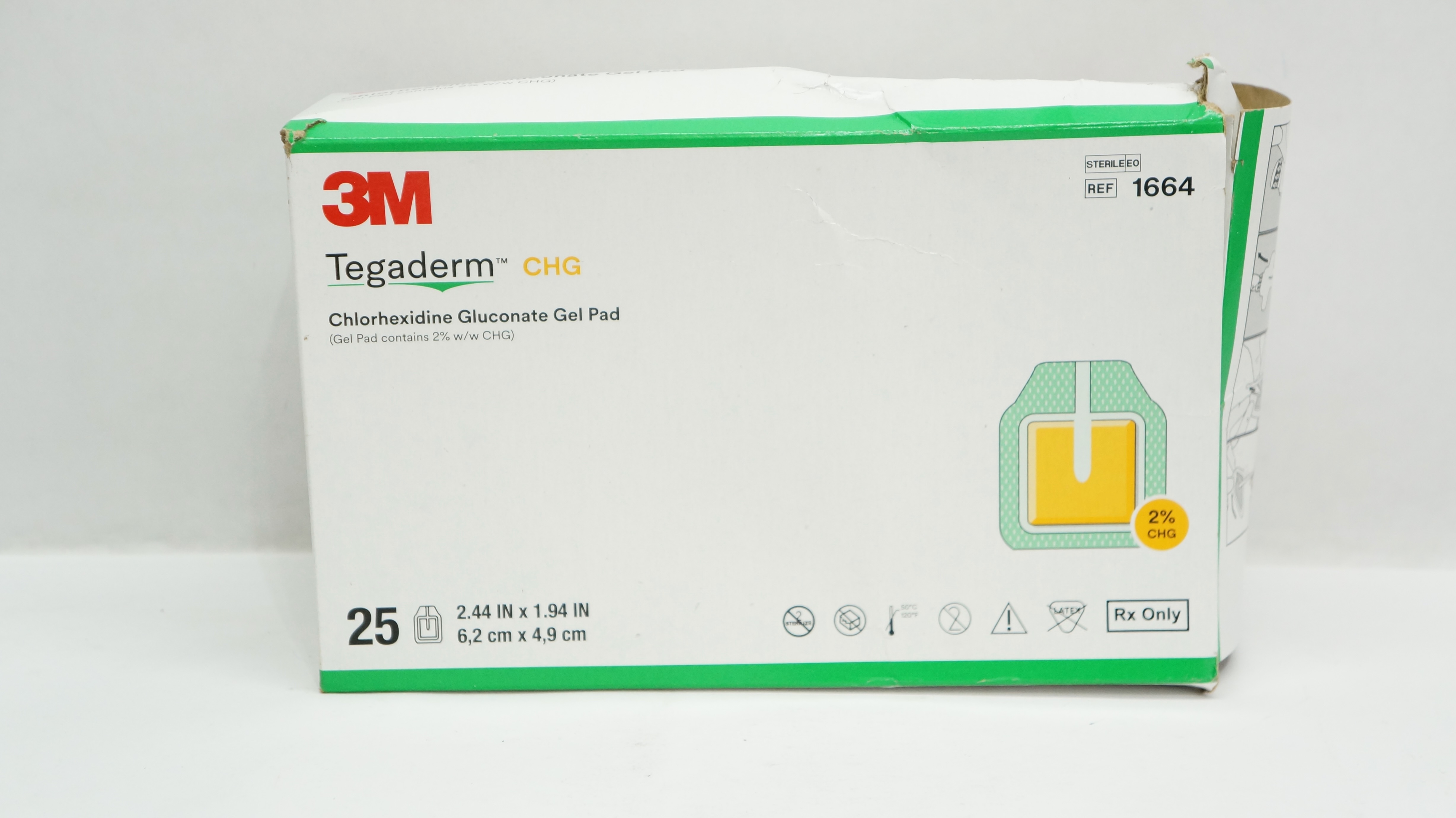 3M 1664 Tegaderm Chlorhexidine Gluconate Gel Pad 2.44inch x 1.94inch - Box of 17