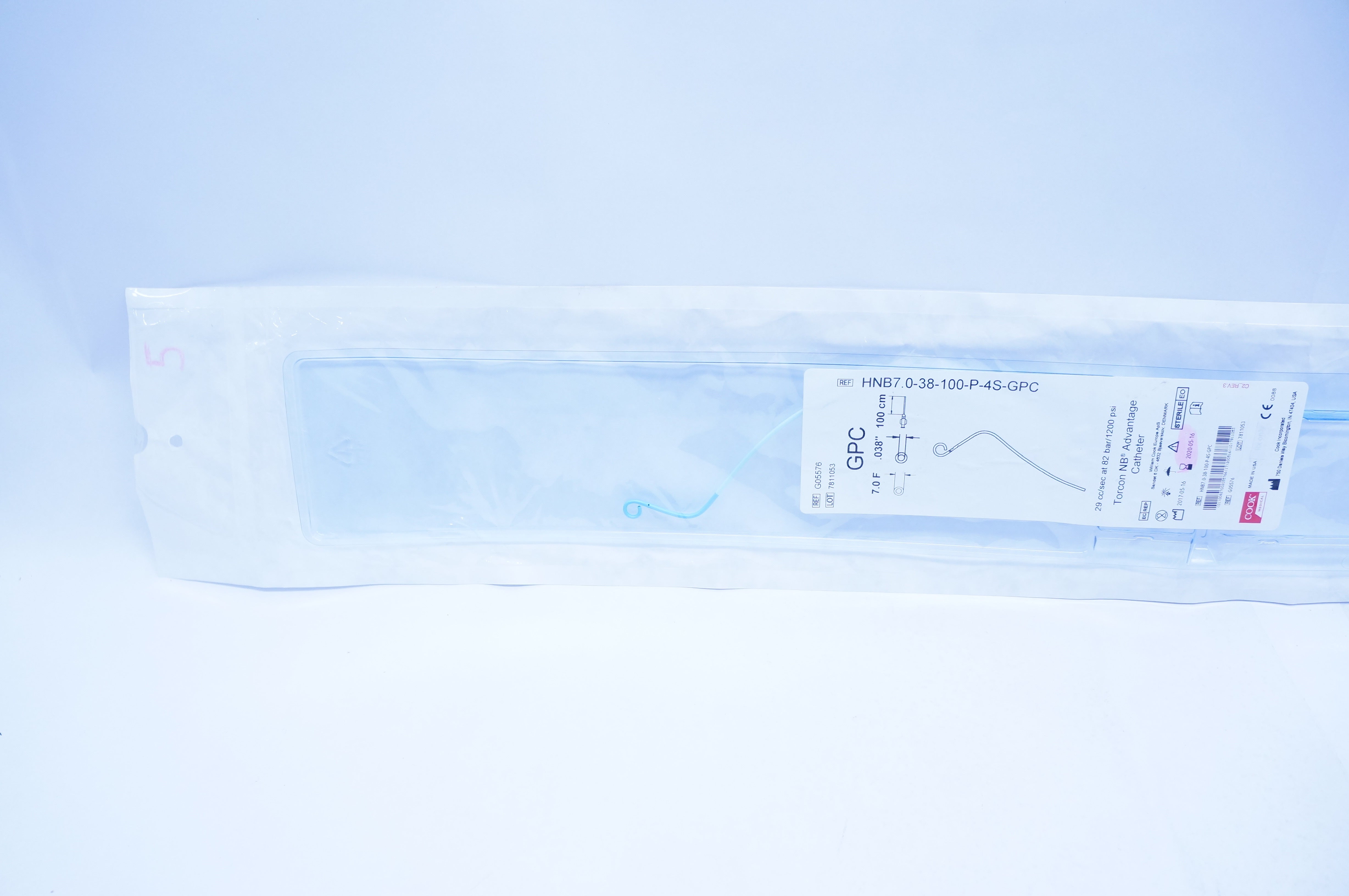 Cook Medical G05576 GPC Torcon NB Advantage Cath. 7F x .038inch x 100cm (x)