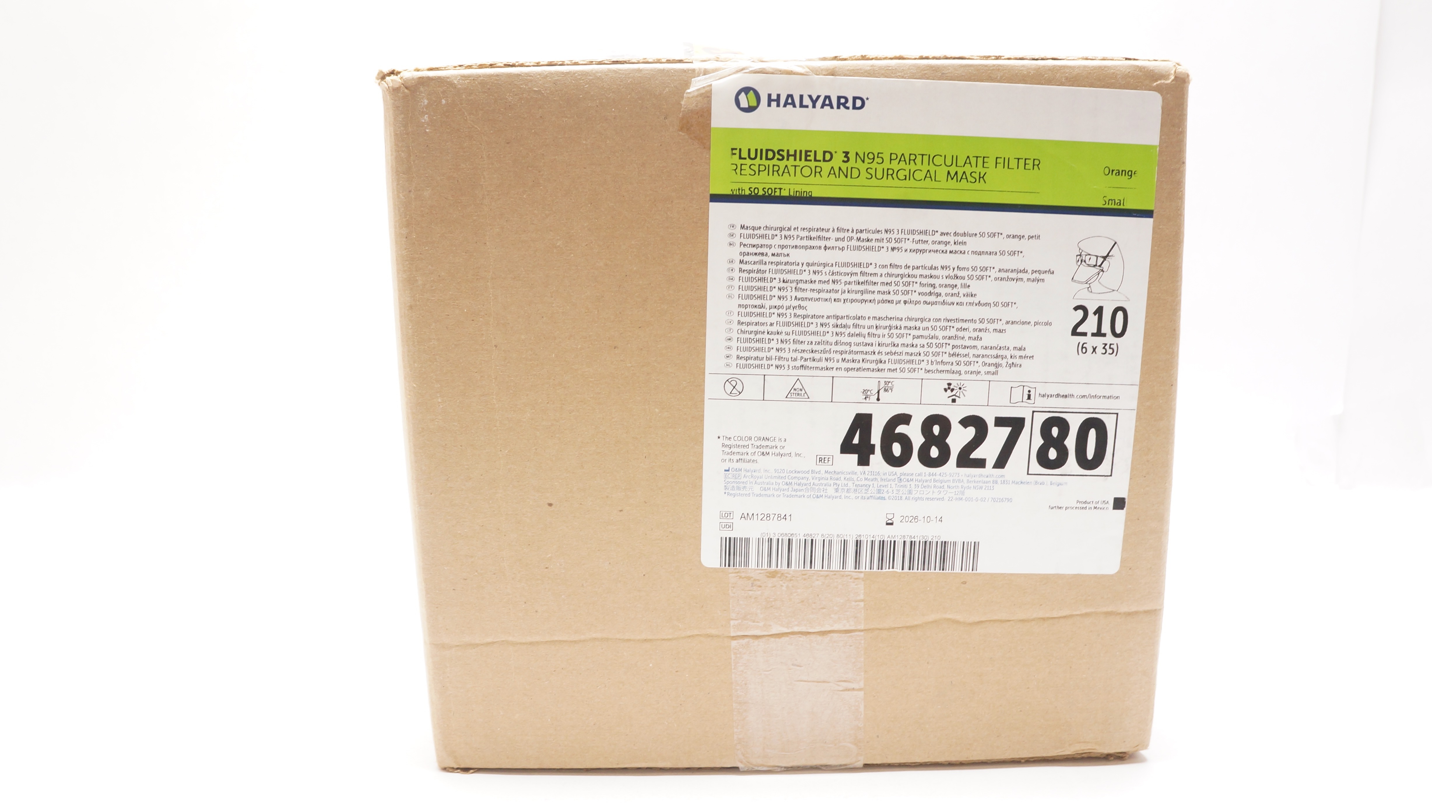 Halyard 46827 N95 Particulate Filter Respirator, Small - Case of 210