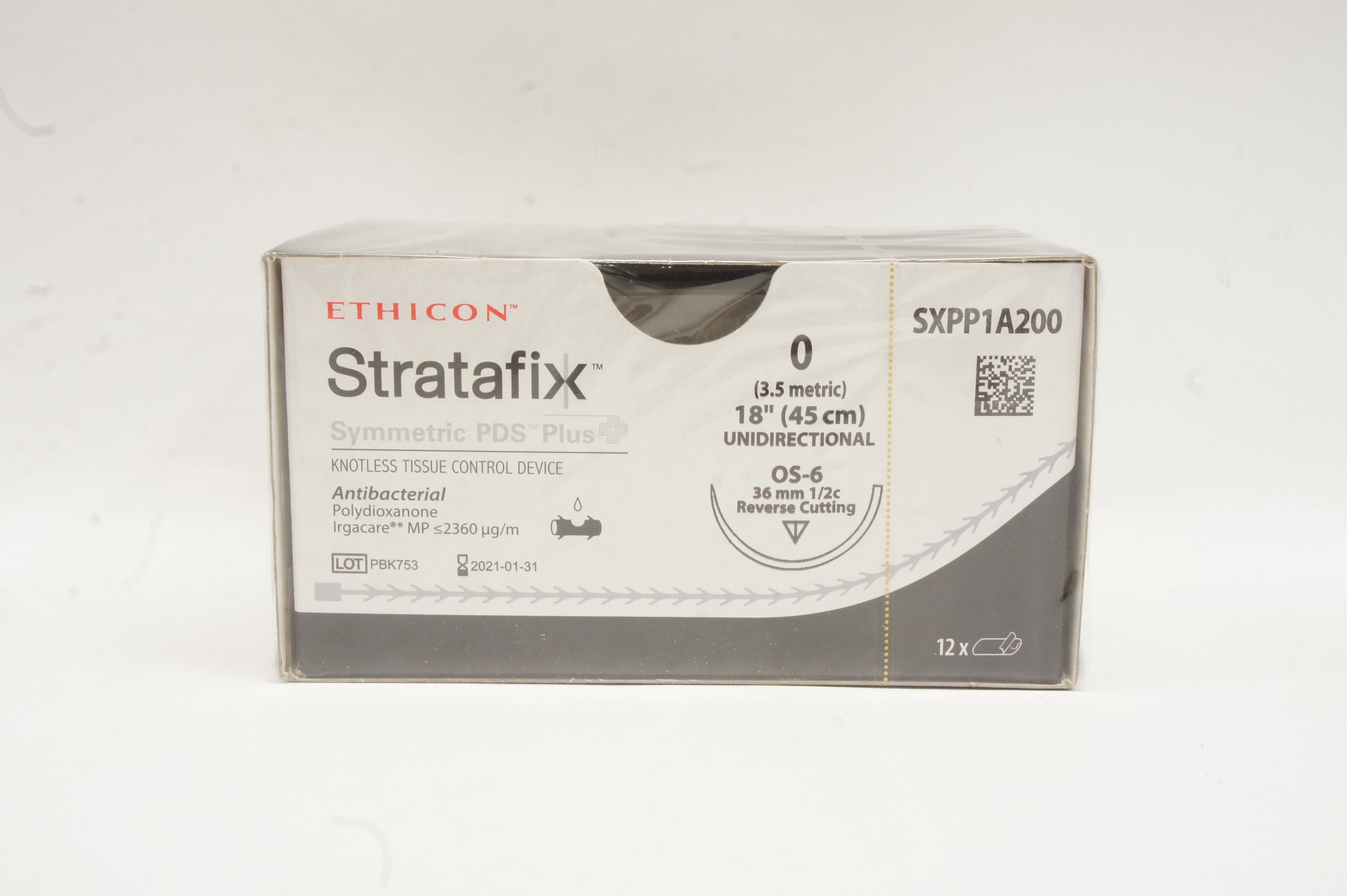 Ethicon SXPP1A200 0 Stratafix  PDS Plus, OS-6 36mm 1/2c, 18inch (x) - Box of 12