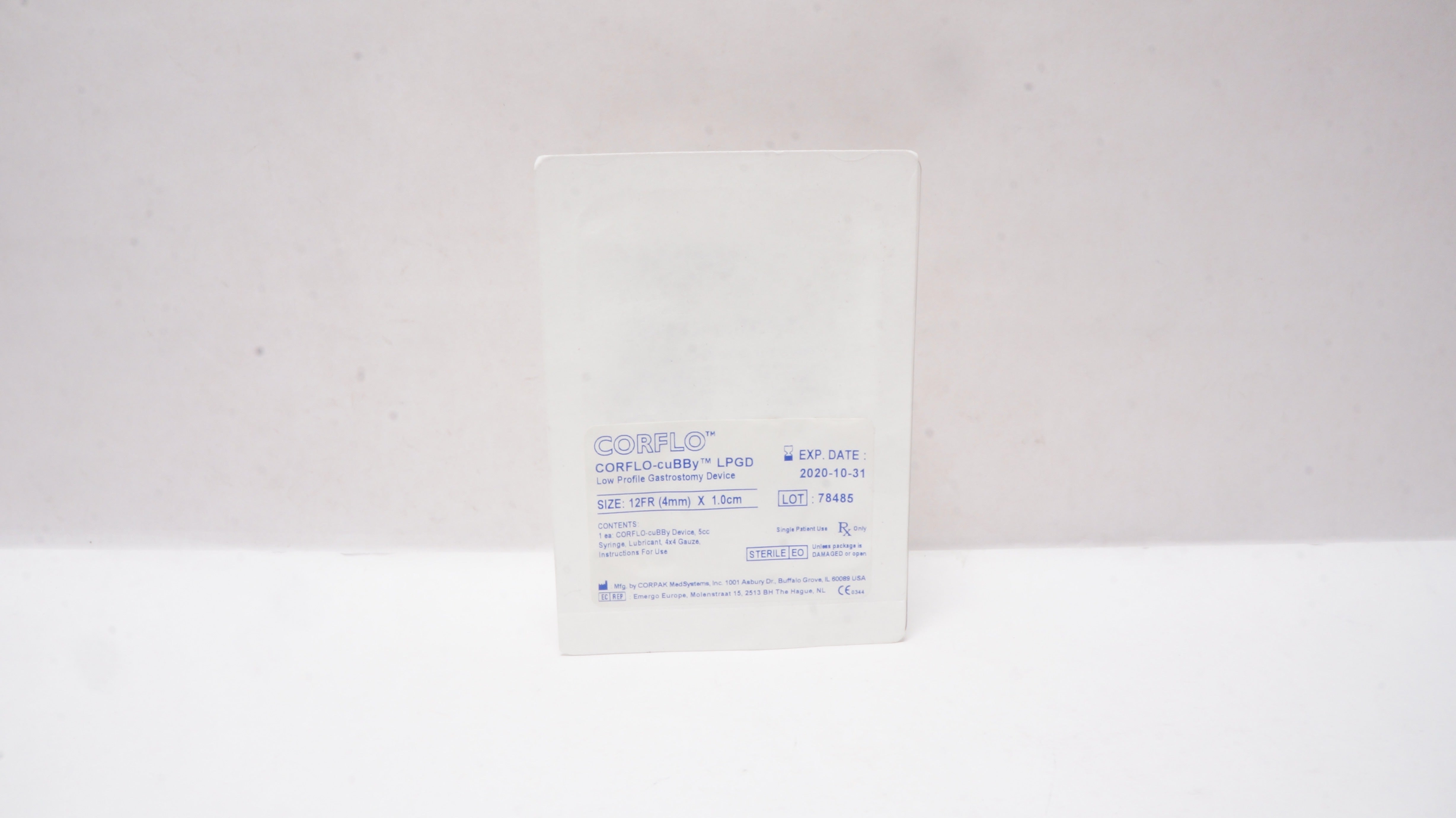 Corpak Corflo-cuBBy Low-Profile Gastrostomy Device 12Fr x 1.0cm (x)