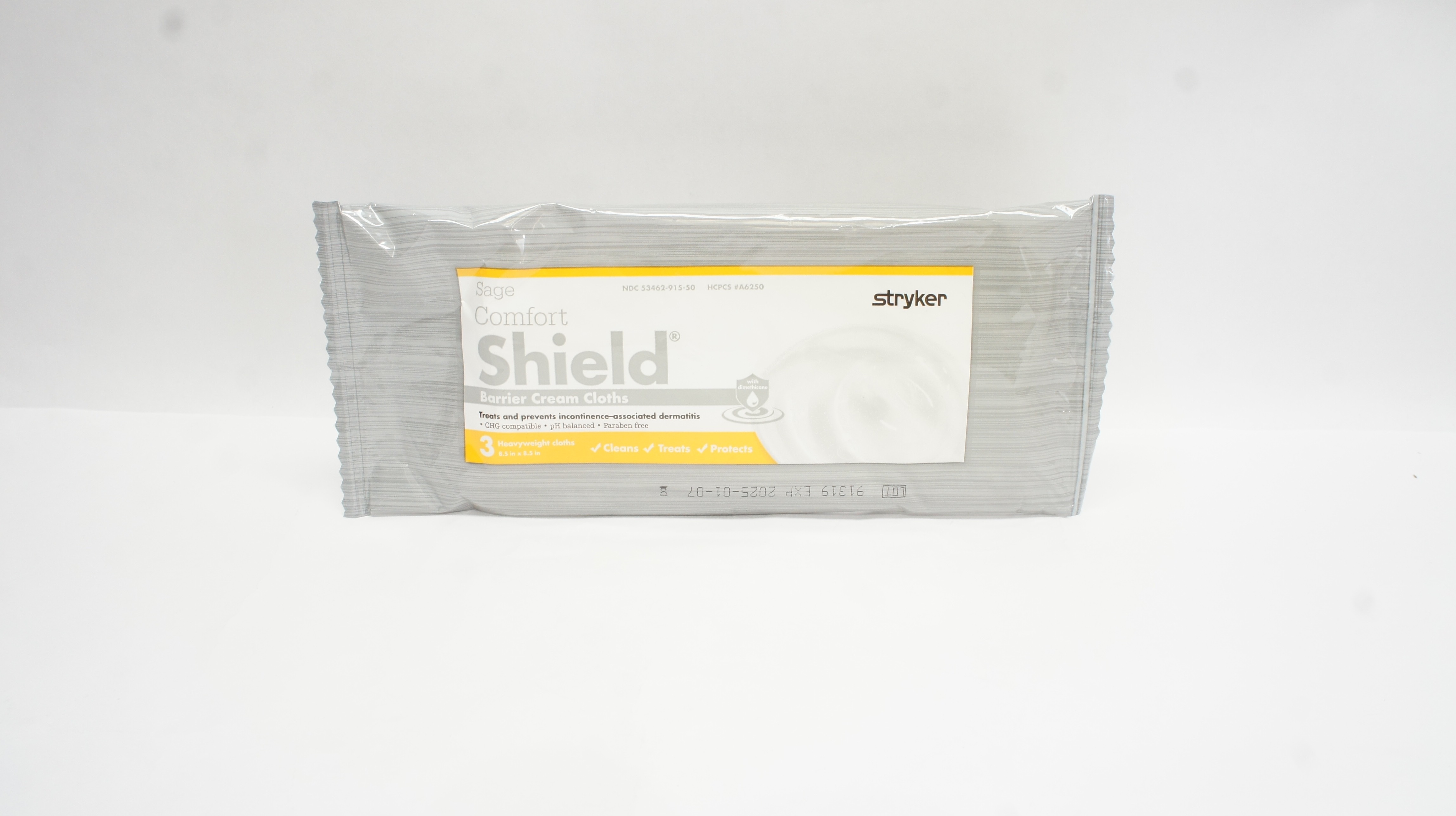 Stryker 7503 Sage Comfort Shield Barrier Cream Cloths 8.5 x 8.5In - Pack of 3